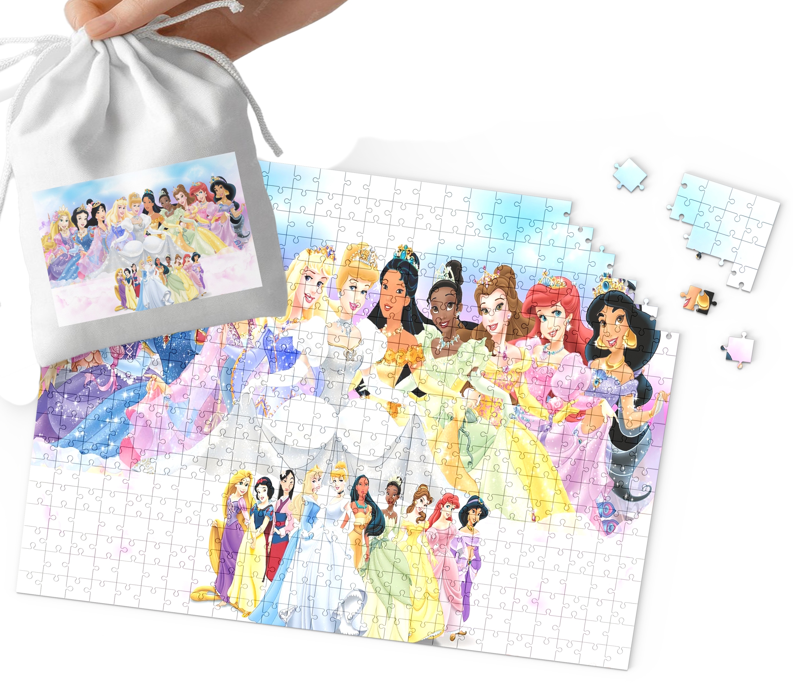 PUZZLE - KSIĘŻNICZKI WZORY Z BAJEK I GIER PREZENT NA ŚWIĘTA 120el WORECZEK