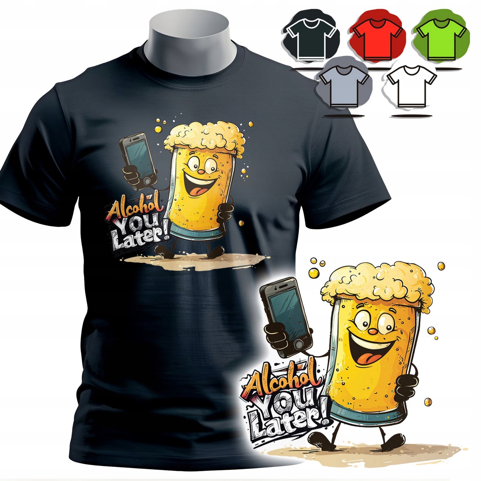 KOSZULKA T-SHIRT MĘSKI WZORY DO WYBORU - BROWAR PIWO - XS