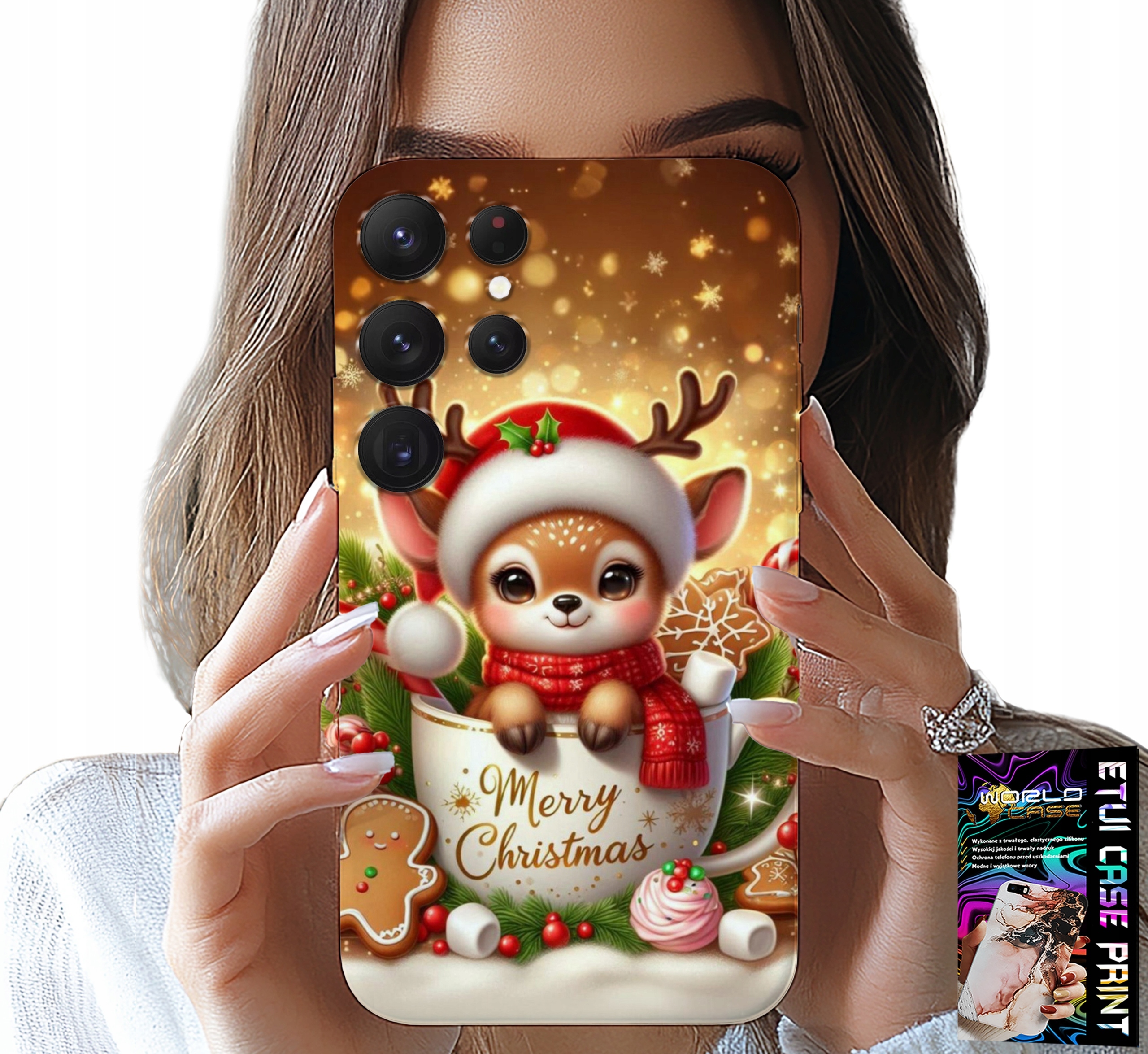 ETUI DO SAMSUNG GALAXY S23 Ultra - RENIFEREK SŁODKI RENIFER ŚWIĄTECZNE WZÓR