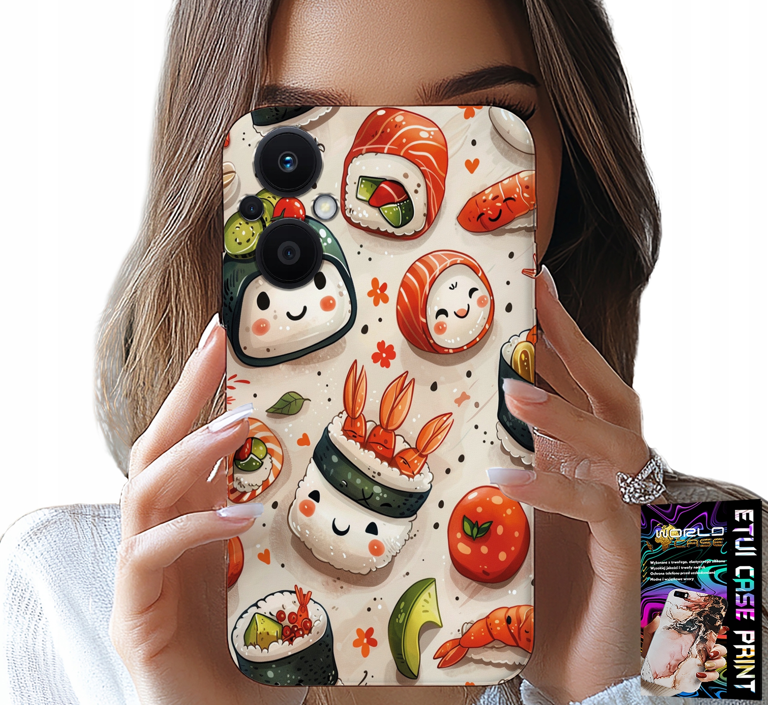 ETUI DO OPPO RENO8 LITE 5G - SŁODKIE UŚMIECHNIĘTE SUSHI OBUDOWA CASE
