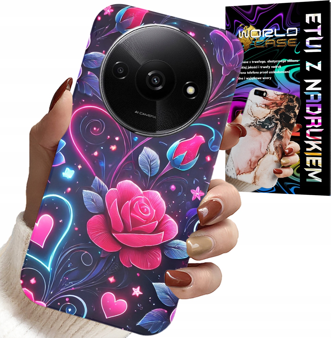 ETUI DO XIAOMI REDMI A3 - SERCE, RÓŻA, NASTOLETNIE CASE + SZKŁO