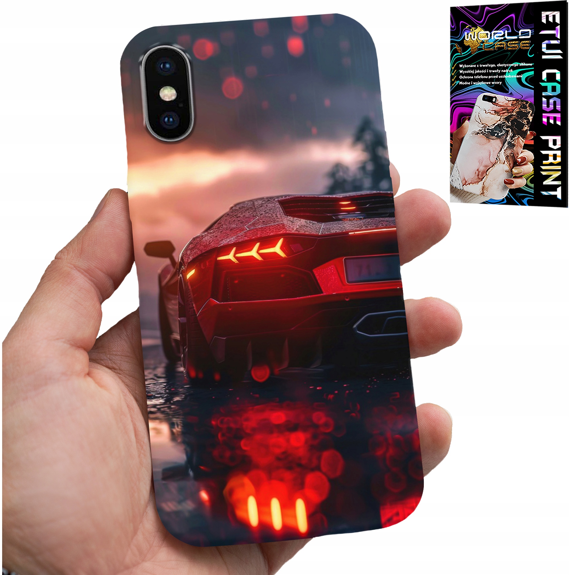 ETUI DO IPHONE X / XS - LUKSUSOWE SAMOCHODY, MEGA WZORY, OBUDOWA