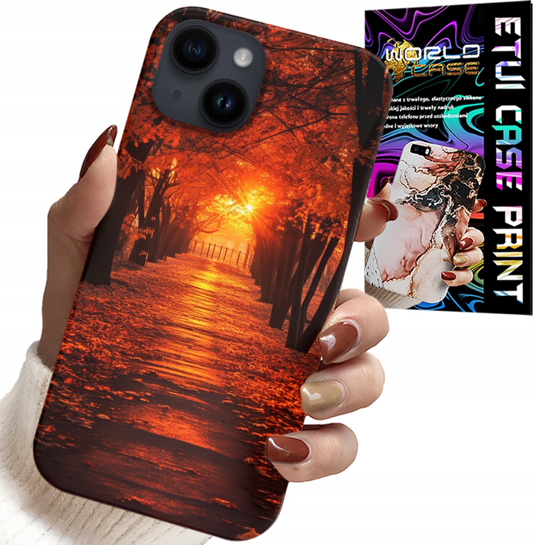 ETUI DO IPHONE 14 - PARK, JESIEŃ, SPADAJĄCE LIŚCIE, PLECKI