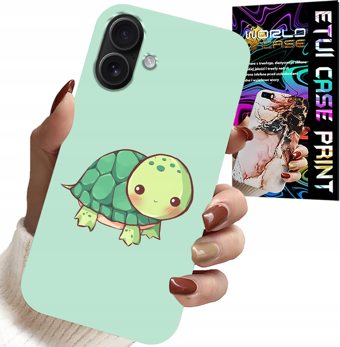 ETUI DO IPHONE 16 - SŁODKIE ŻÓŁWKI WZORY DLA DZIECI + SZKŁO