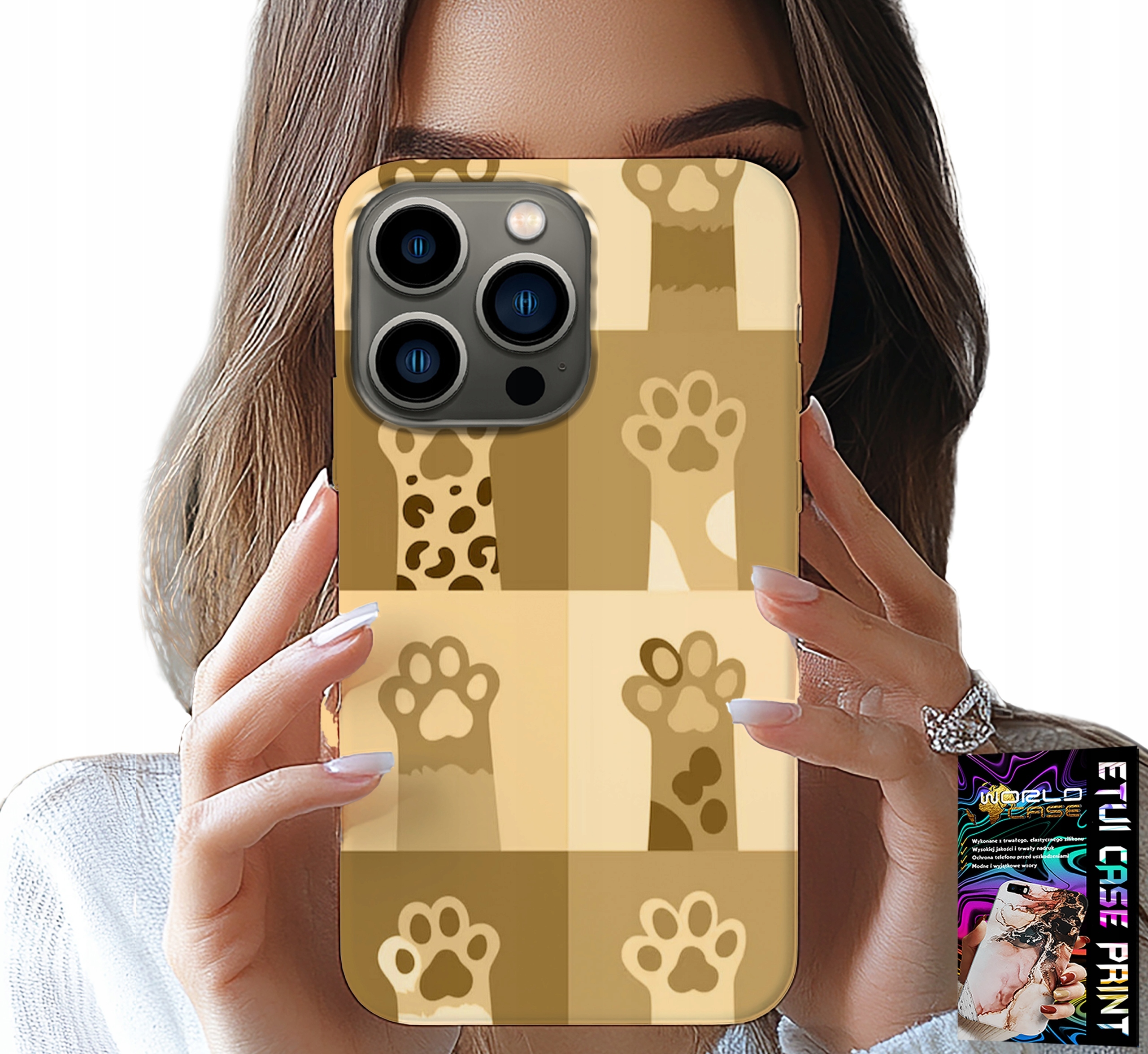 ETUI DO IPHONE 14 PRO - LOVE CAT, WZORY Z KOTAMI, ŁAPKI KOTÓW