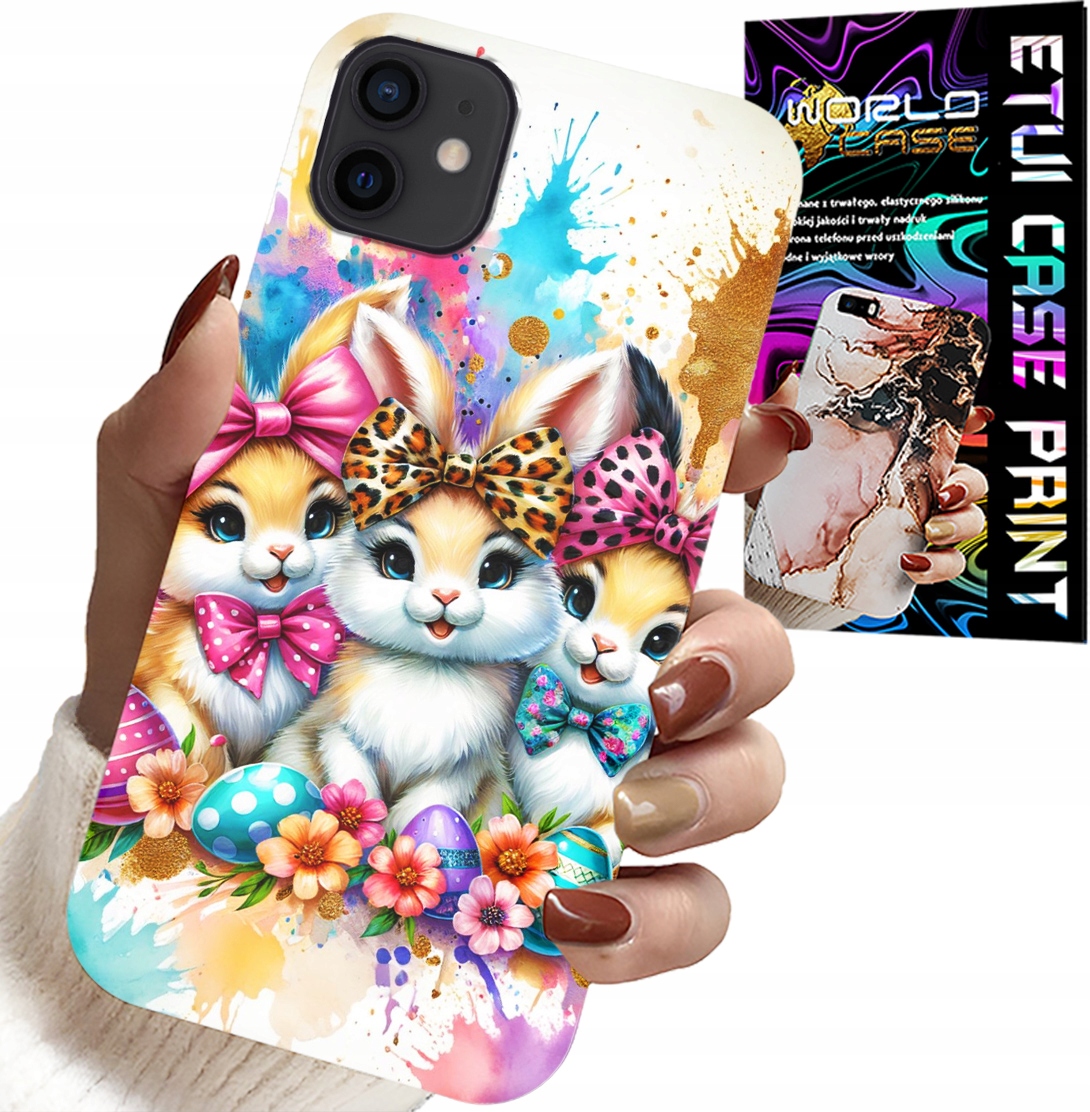 ETUI DO IPHONE 12 MINI - KRÓLICZKI, ŚWIĄTECZNE, KRÓLIK, WIELKANOC