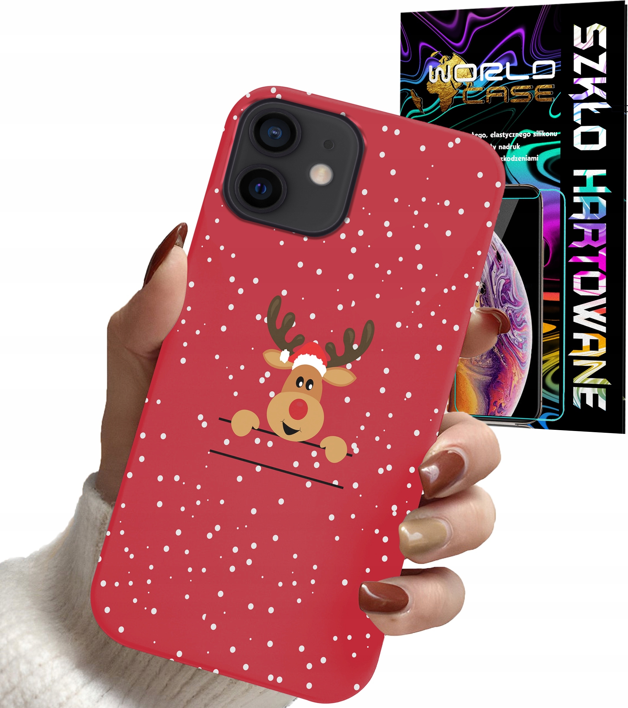 ETUI CASE DO IPHONE 11 - ŚWIĄTECZNE WZORY RENIFER MIKOŁAJ + SZKŁO