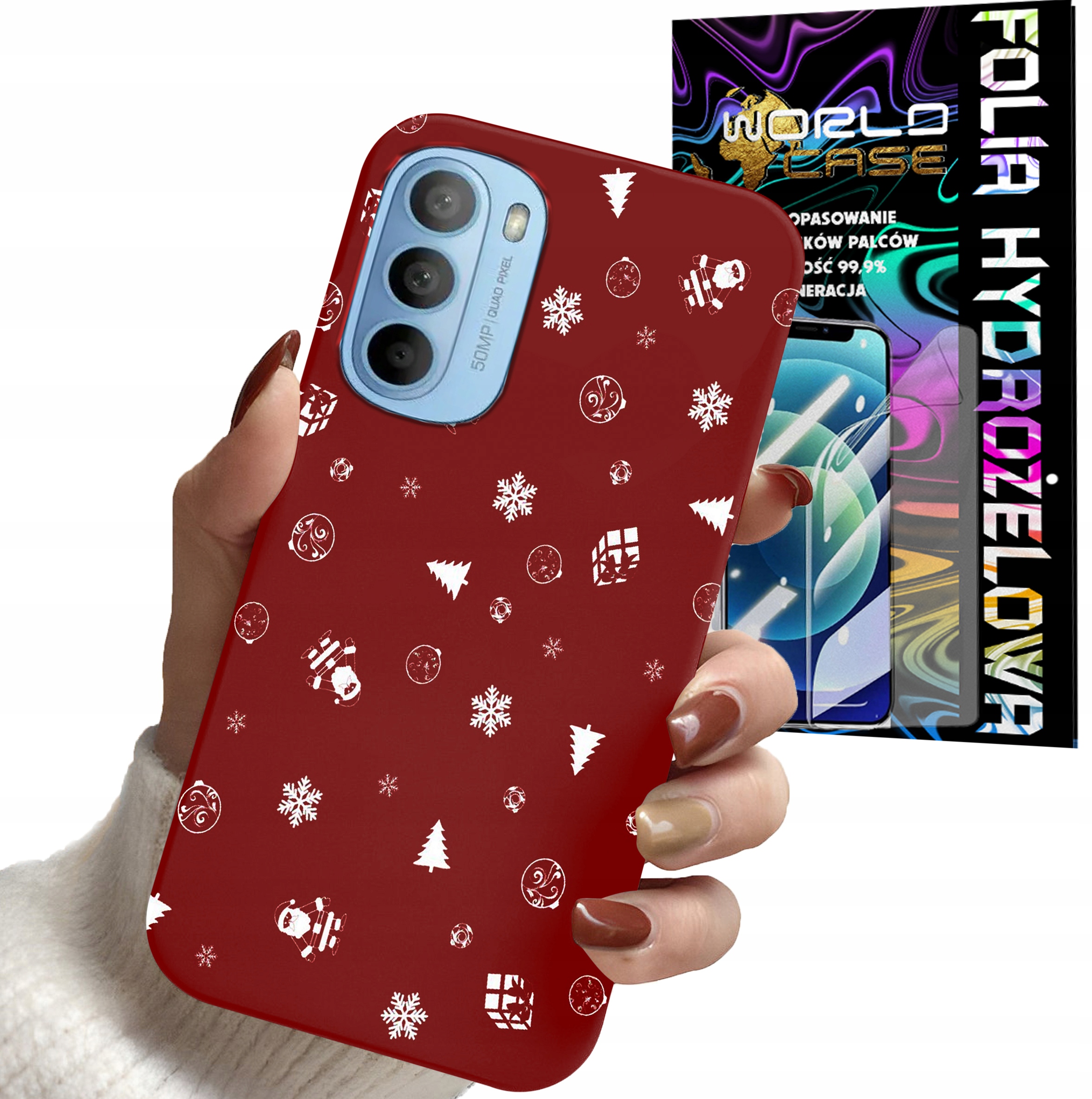 ETUI DO MOTOROLA MOTO G31 4G / G41 4G - ŚWIĄTECZNE WZORY CHOINKA + FOLIA