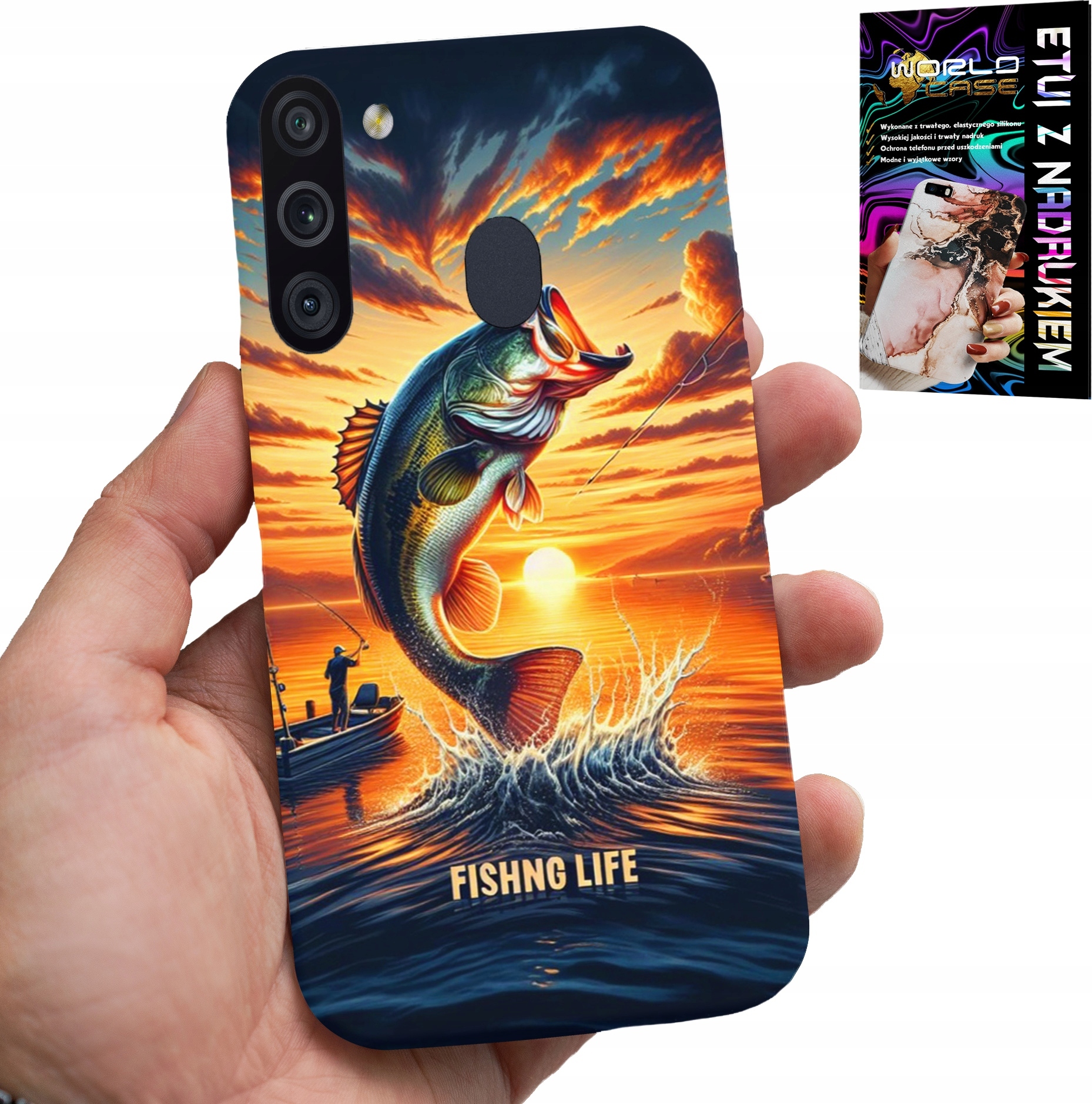 ETUI DO SAMSUNG GALAXY A21 - WĘDKARSTWO RYBOŁÓWSTWO WĘDKA CASE +SZKŁO