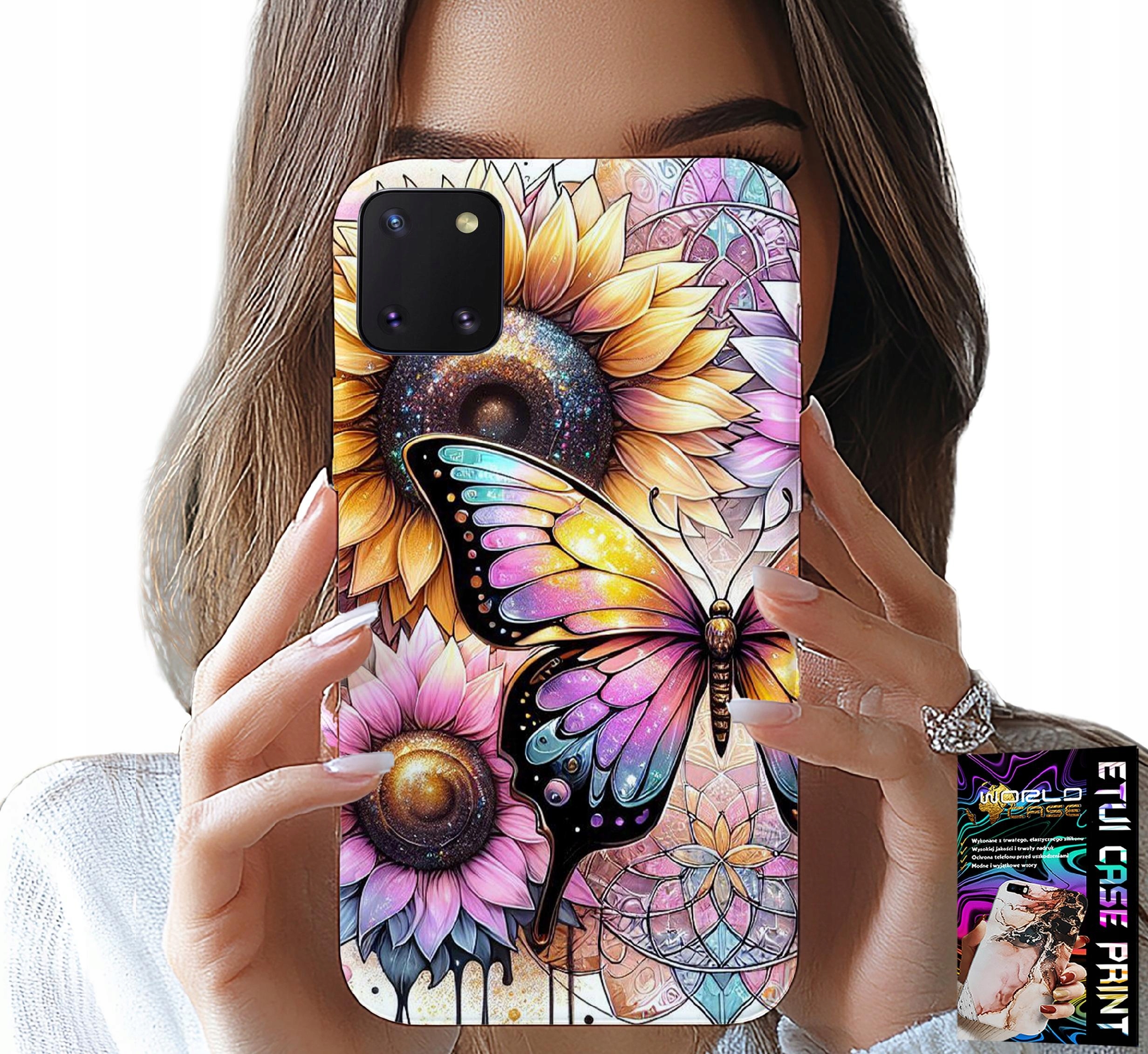 ETUI DO SAMSUNG GALAXY A81 - SŁONECZNIK Z MOTYLKIEM, OBUDOWA + FOLIA