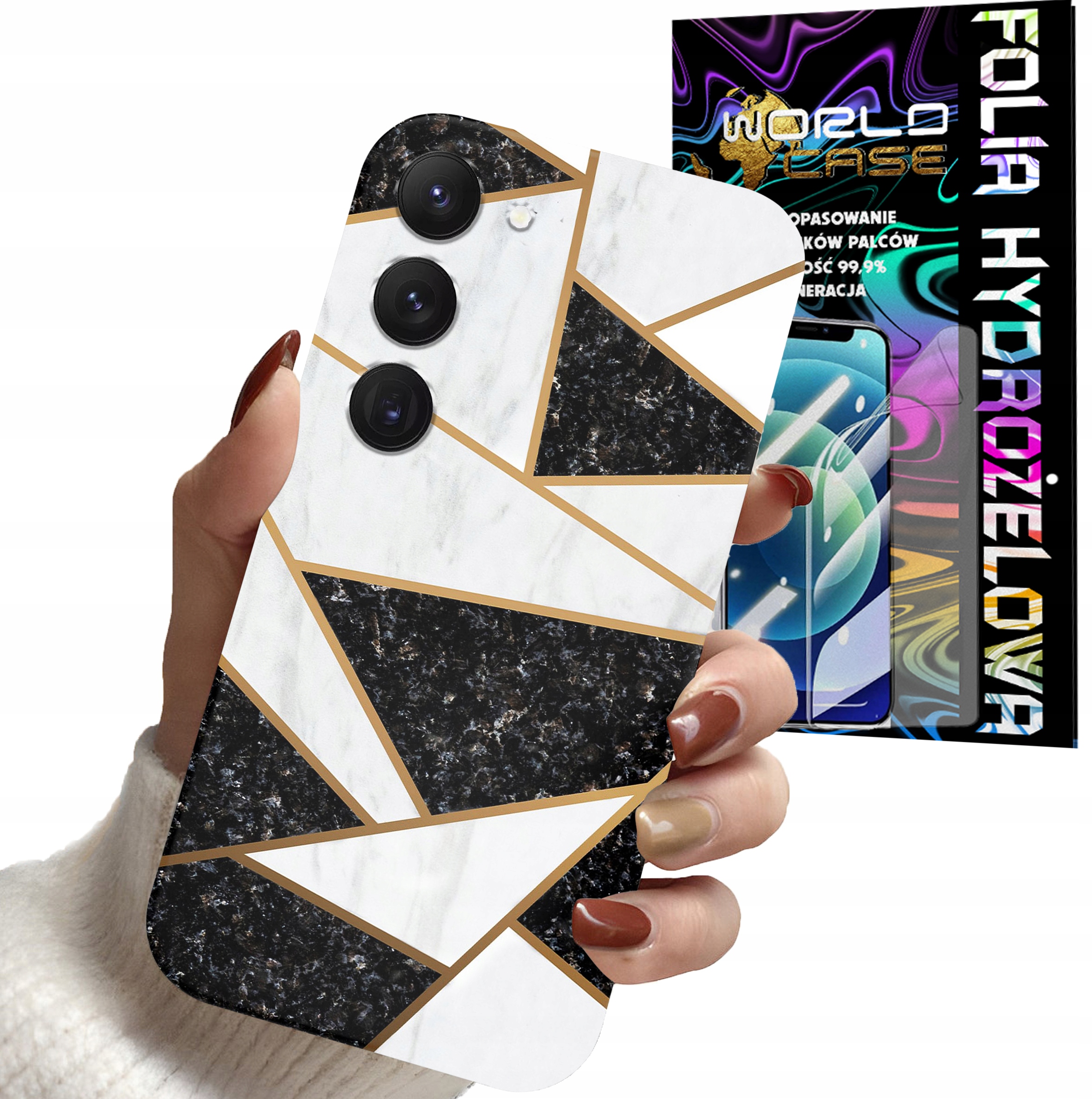 ETUI CASE DO SAMSUNG S23 PLUS - MARMUREK GEOMETRIA WZORY DLA KOBIET + FOLIA