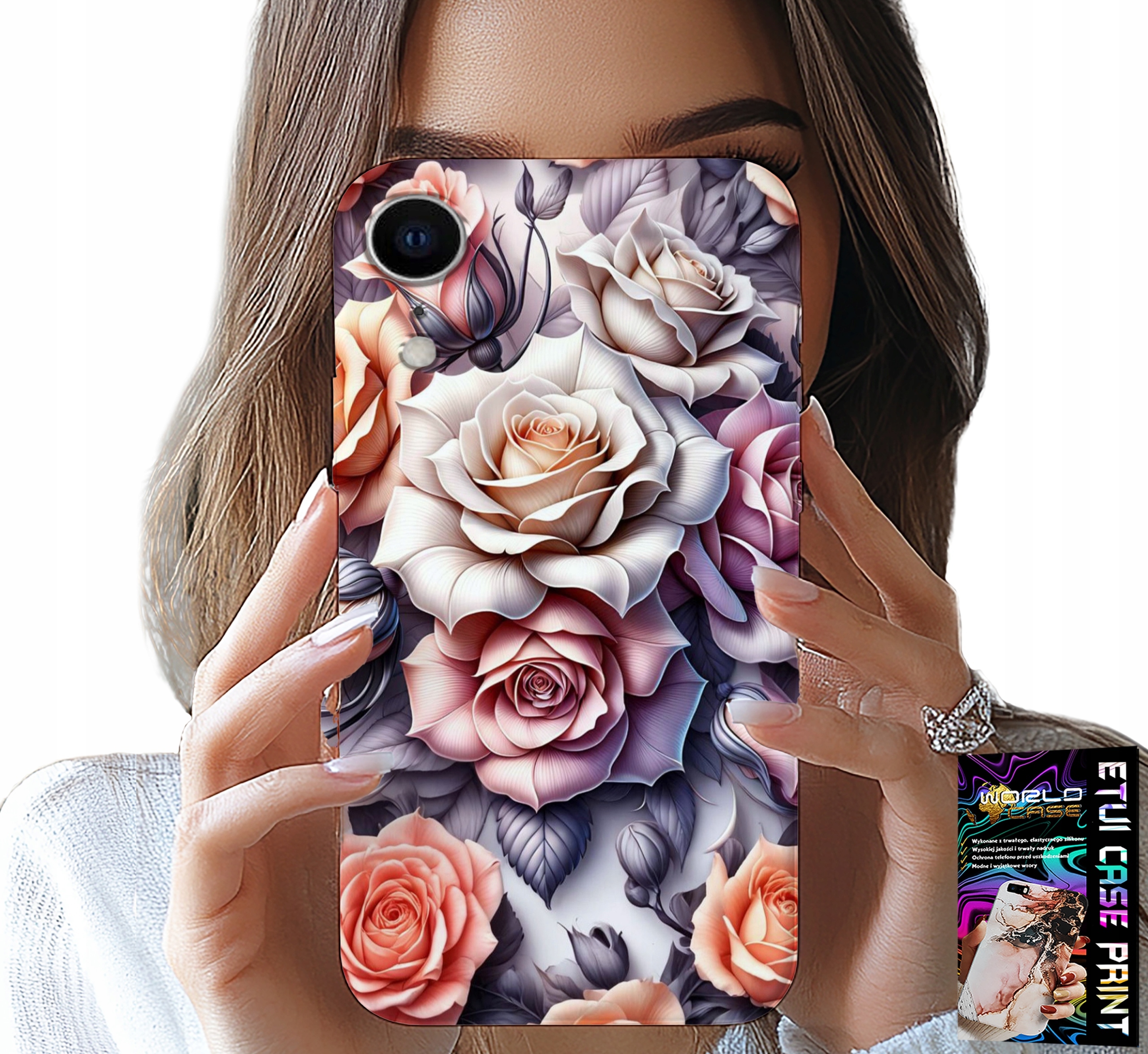 ETUI DO IPHONE XR - KWIECISTE WZORY RÓŻA RÓŻE KWIATKI CASE