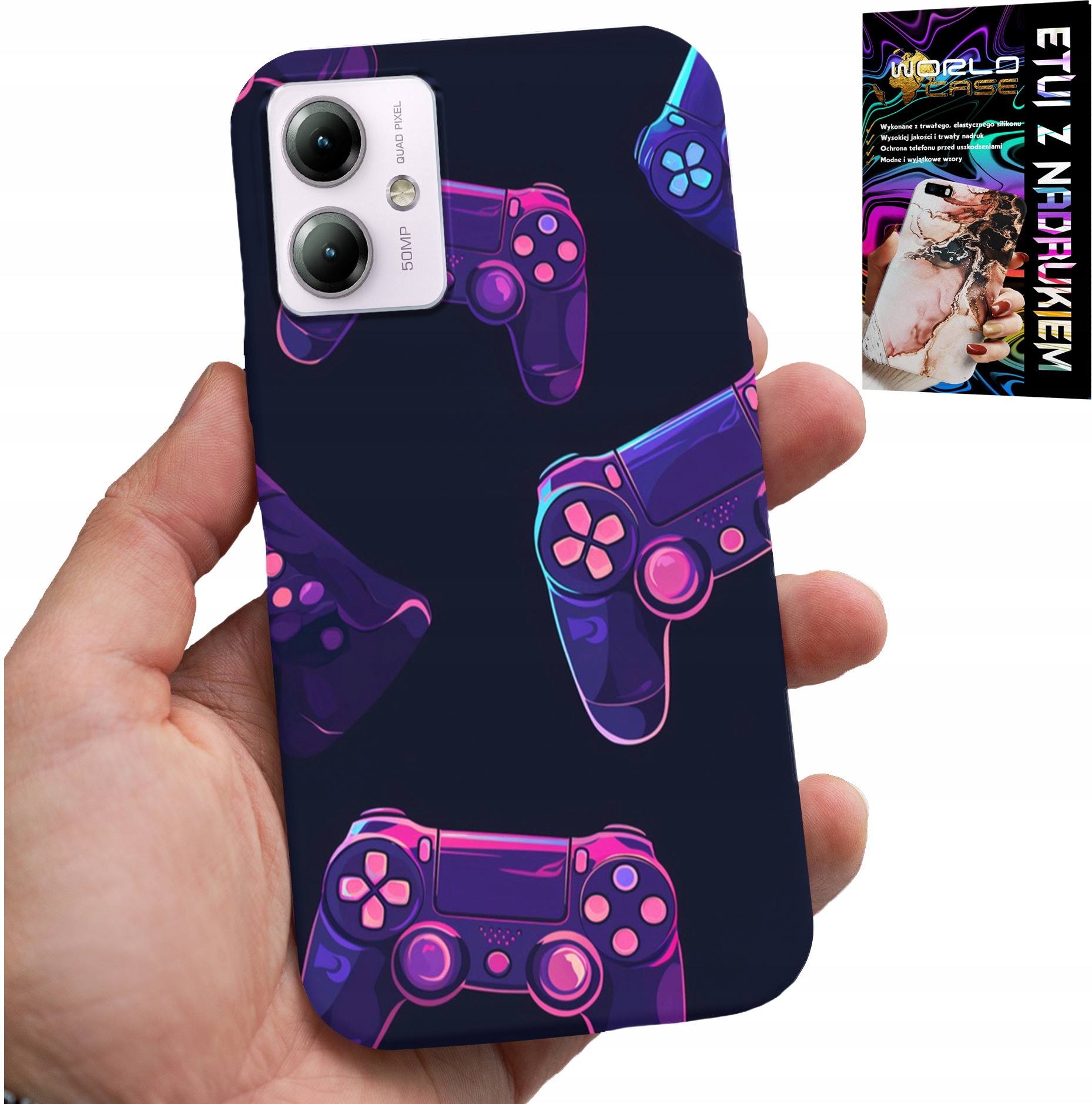 ETUI DO MOTOROLA MOTO G14 - CASE DLA GRACZA, WZORY Z GIER + SZKŁO