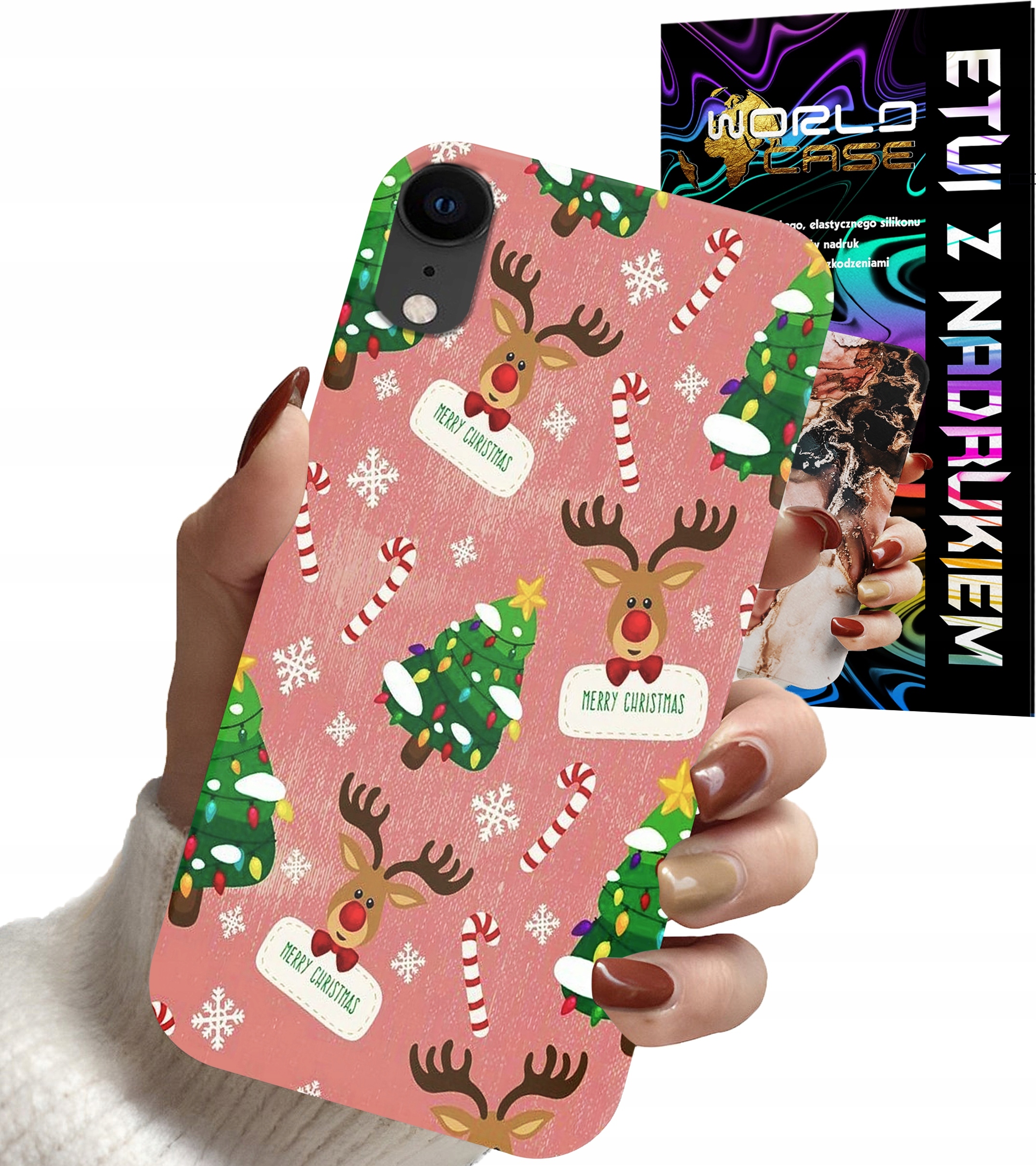 ETUI CASE DO IPHONE XR - ŚWIĄTECZNE WZORY NA ŚWIĘTA RENIFER CHOINKA