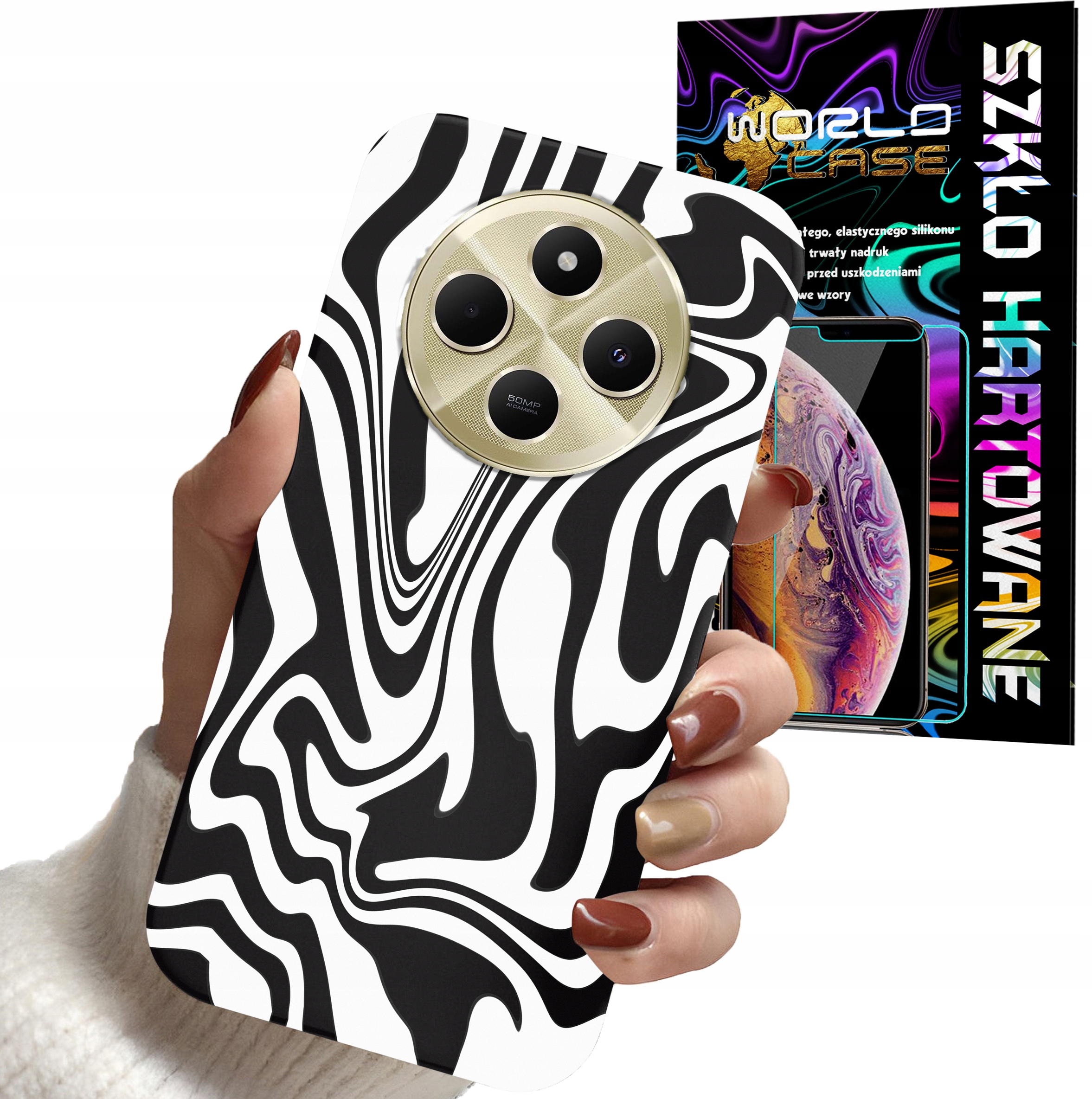 ETUI DO XIAOMI REDMI 14C 4G - ABSTRAKCJA ZEBRA MODNE WZORY DLA KOBI + SZKŁO