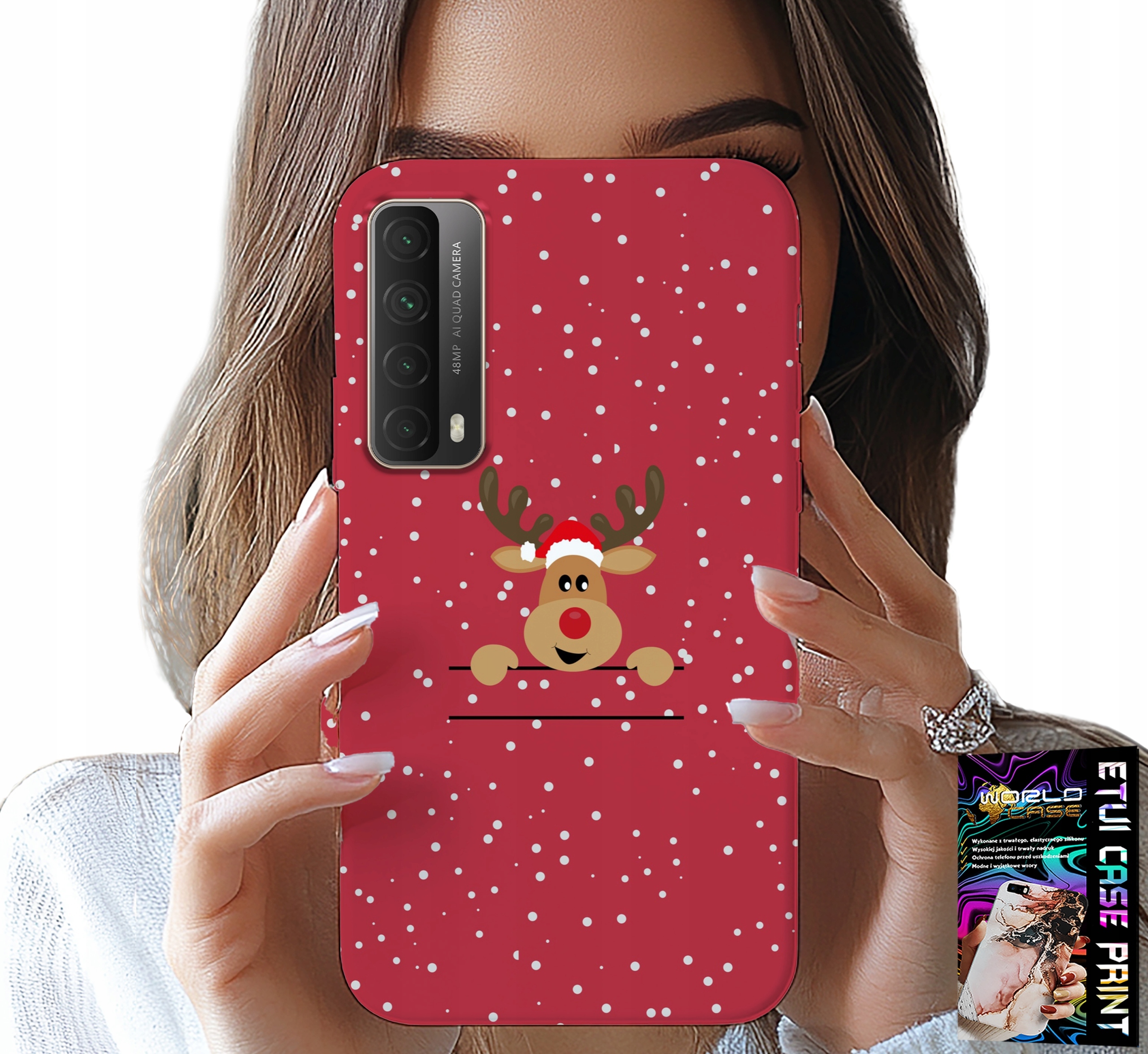 ETUI DO HUAWEI P SMART 2021 - ŚWIĄTECZNY RENIFER MIKOŁAJ ŚWIĘTA +SZKŁO