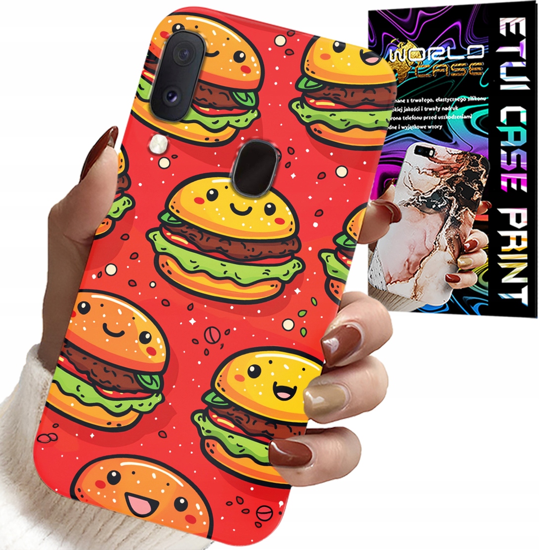 ETUI DO SAMSUNG GALAXY A40 - SŁODKIE UŚMIECHNIĘTE BURGERY POKROWIEC