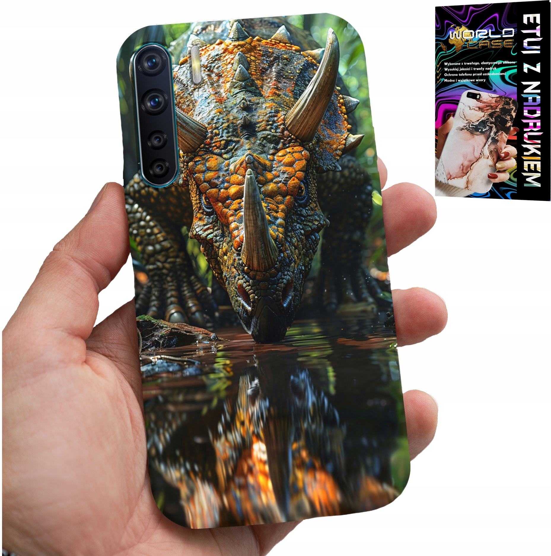 ETUI DO OPPO A91 - DINO DINOZAUR TRICERATOPSEM FUTERAŁ