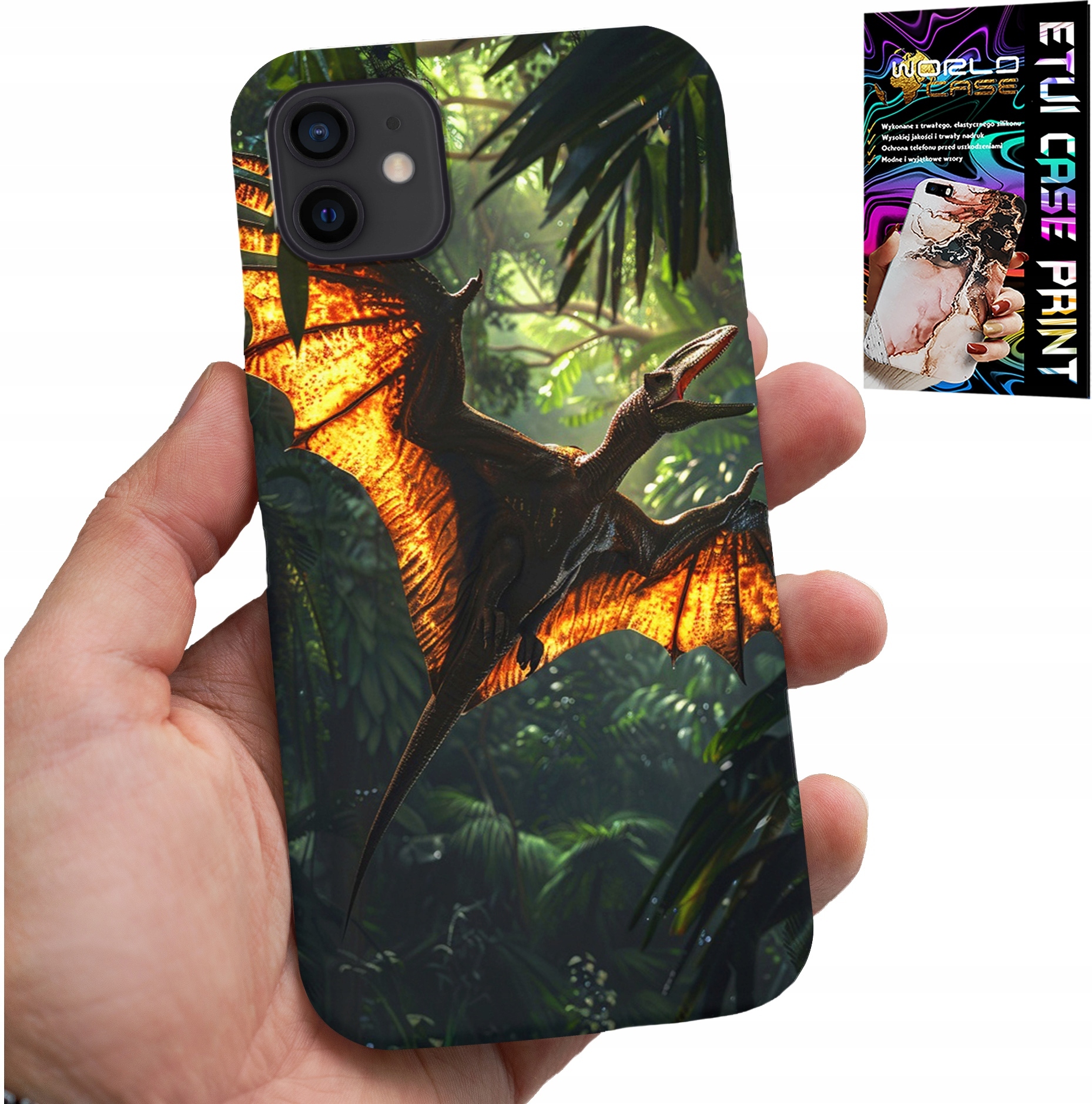 ETUI DO IPHONE 13 MINI - DINO DINOZAUR PTERODAKTYL FUTERAŁ PLECKI