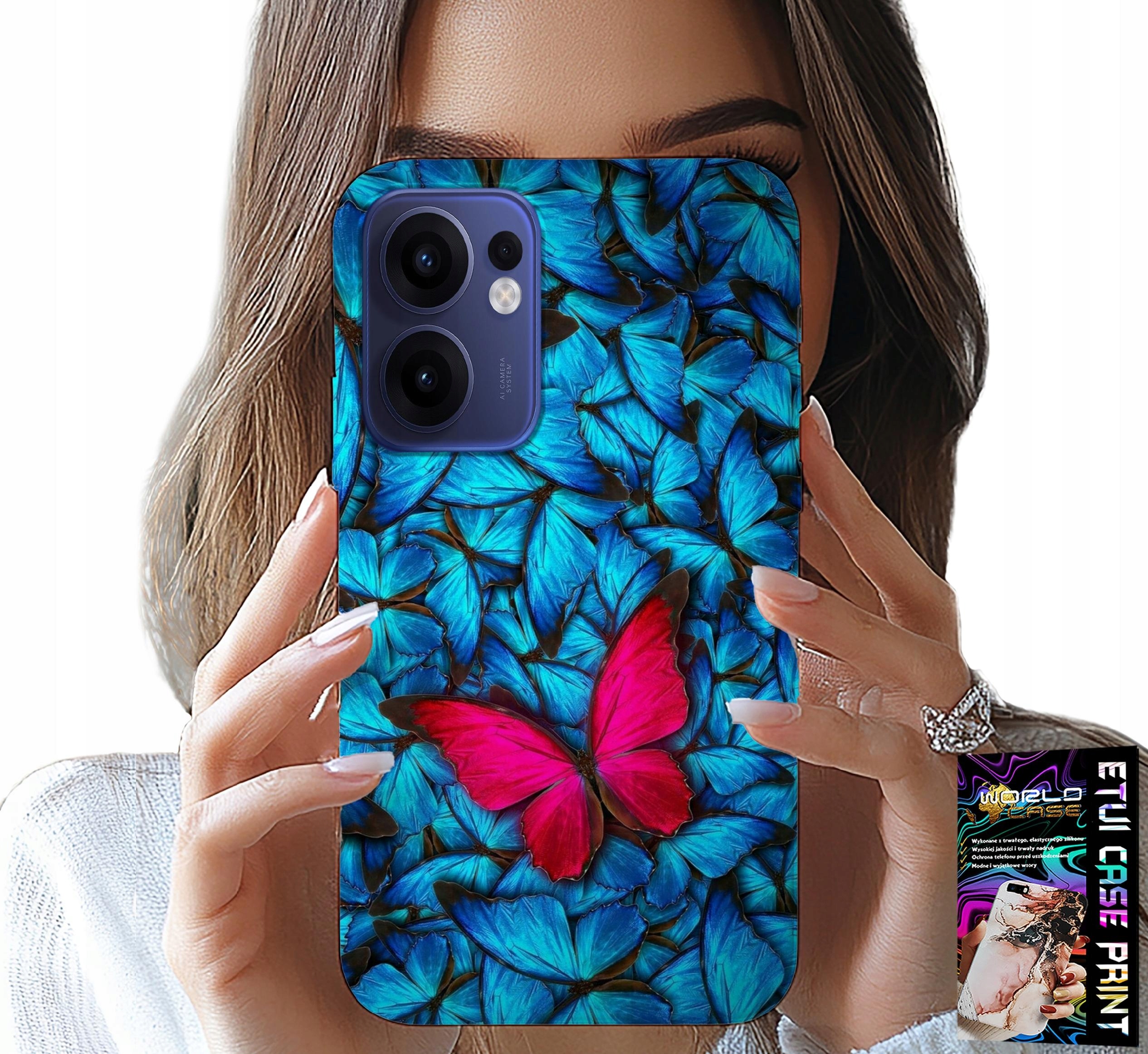 ETUI DO OPPO FIND X5 LITE - NIEBIESKIE MOTYLKI, MOTYL, KOBIECE WZORY