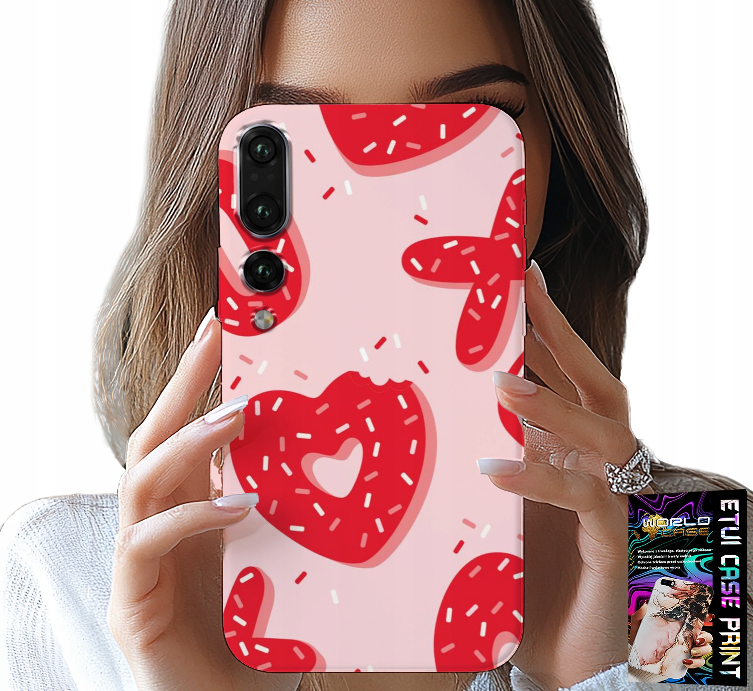 ETUI DO HUAWEI P20 PLUS - KOBIECE, MODNE WZORY XOXO SERCE + FOLIA