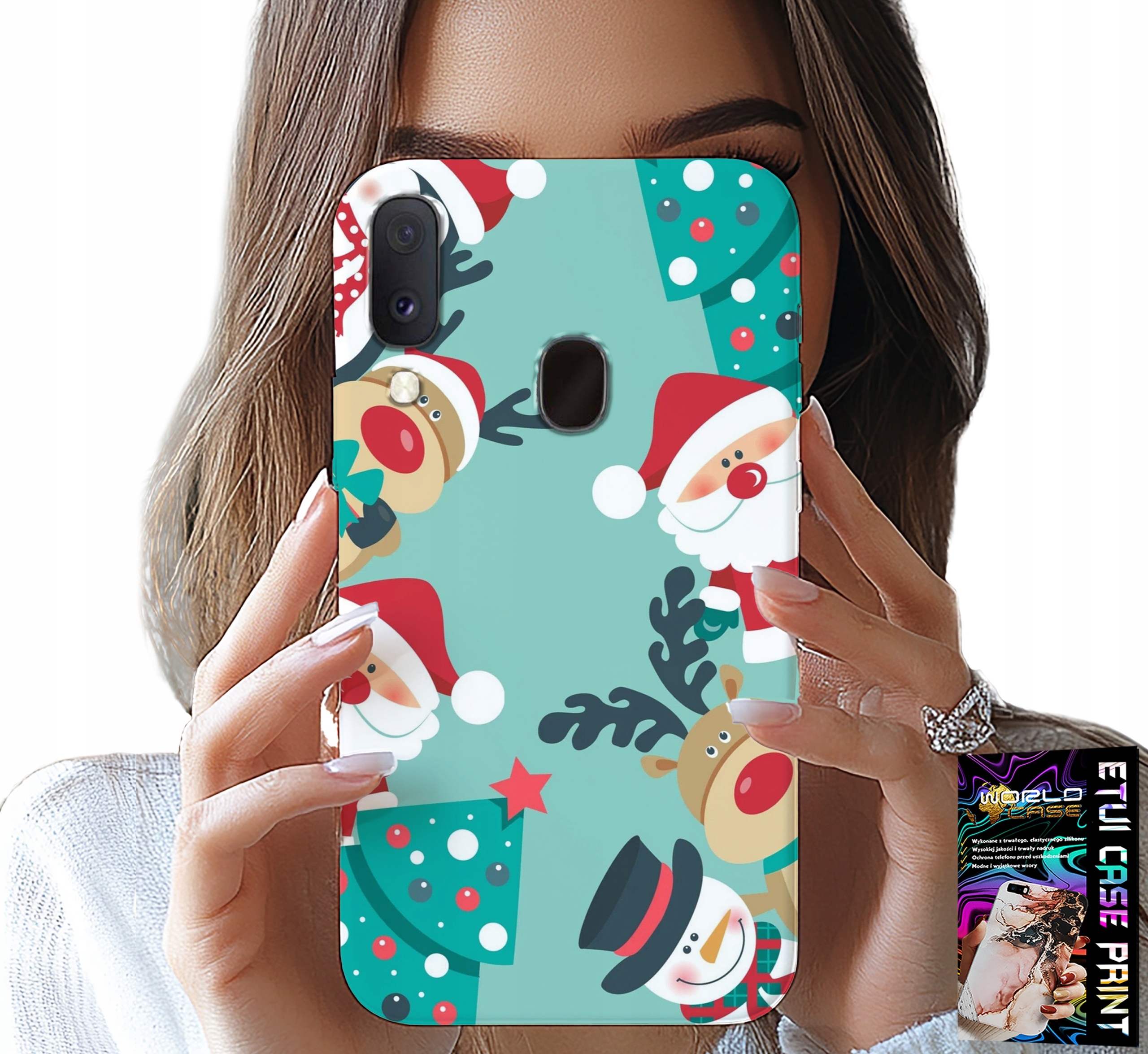 ETUI DO SAMSUNG GALAXY A40 - MIKOŁAJ, RENIFER BAŁWAN ŚWIĄTECZNE WZORY