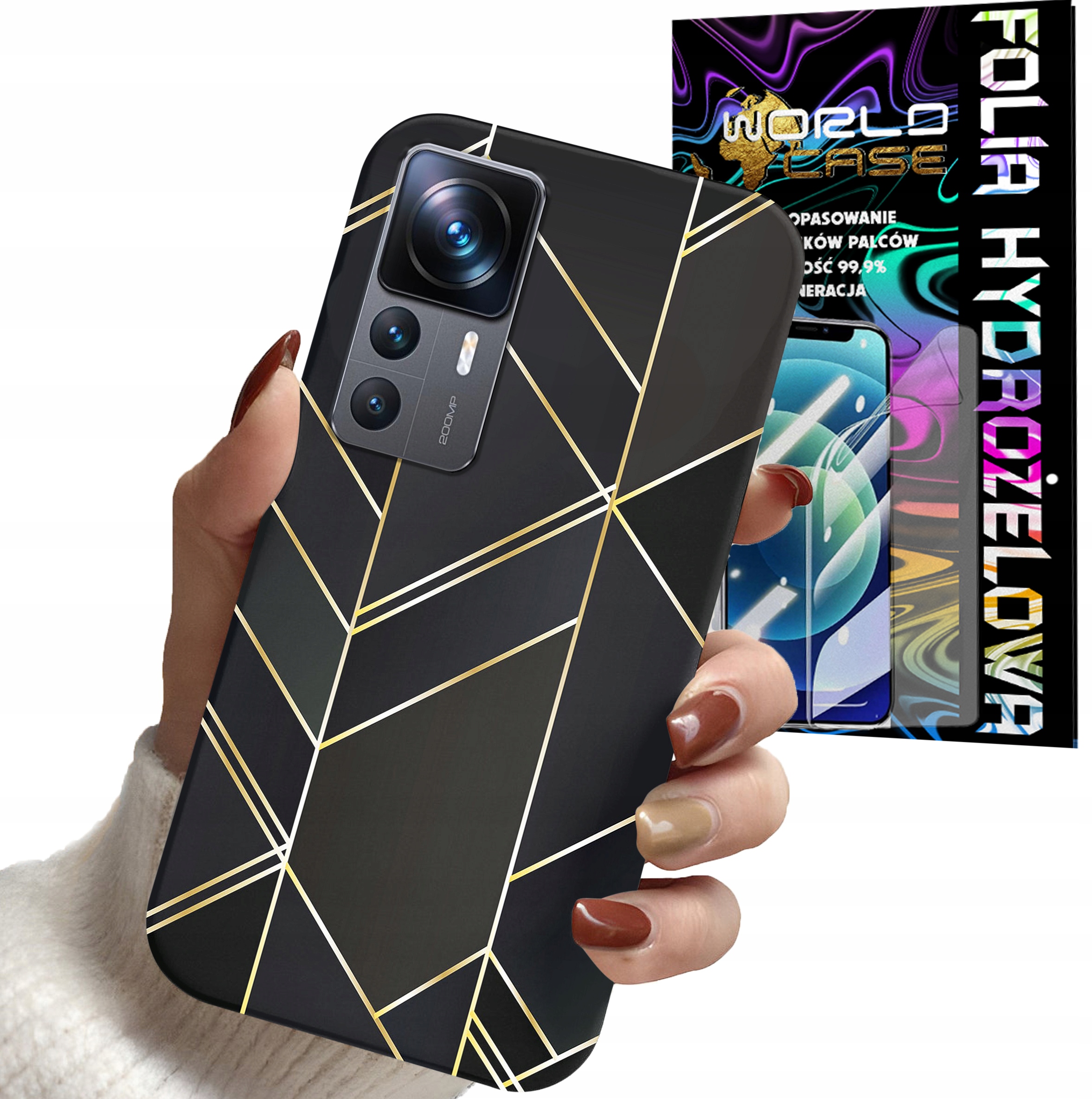 ETUI CASE DO XIAOMI 12T / 12T PRO - MARMUREK GEOMETRYCZNE WZORY + FOLIA