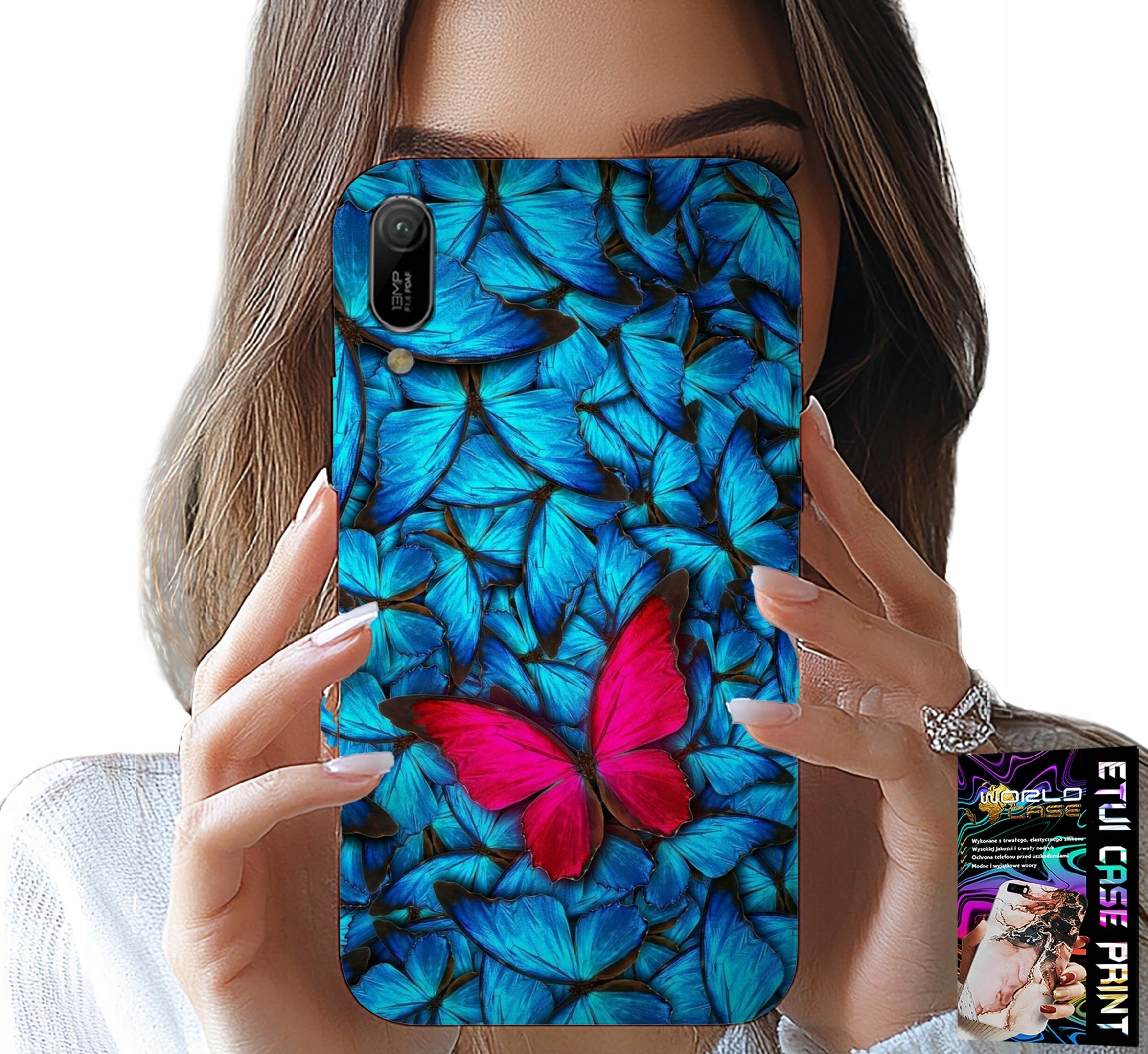 ETUI DO HUAWEI Y6 2019 - NIEBIESKIE MOTYLKI, MOTYL, KOBIECE WZORY