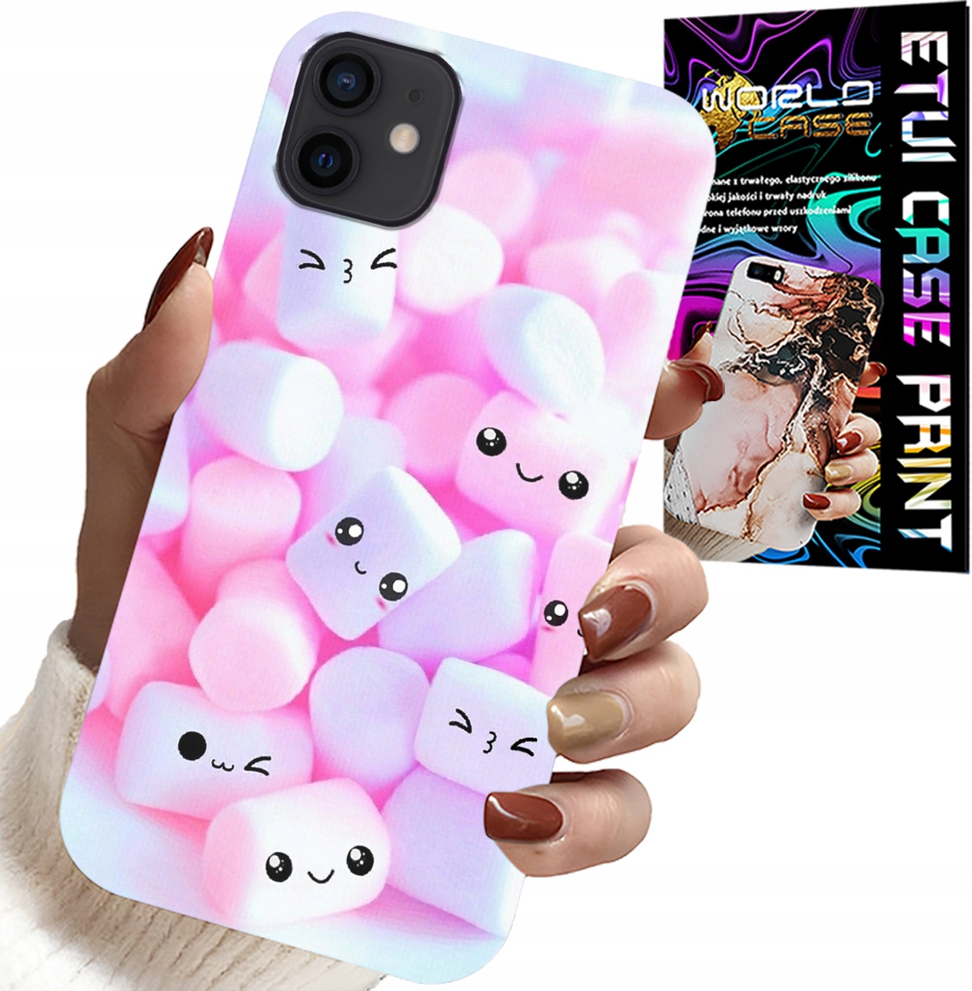 ETUI DO IPHONE 12 MINI - WZÓR W SŁODKIE PIANKI, OBUDOWA, PLECKI