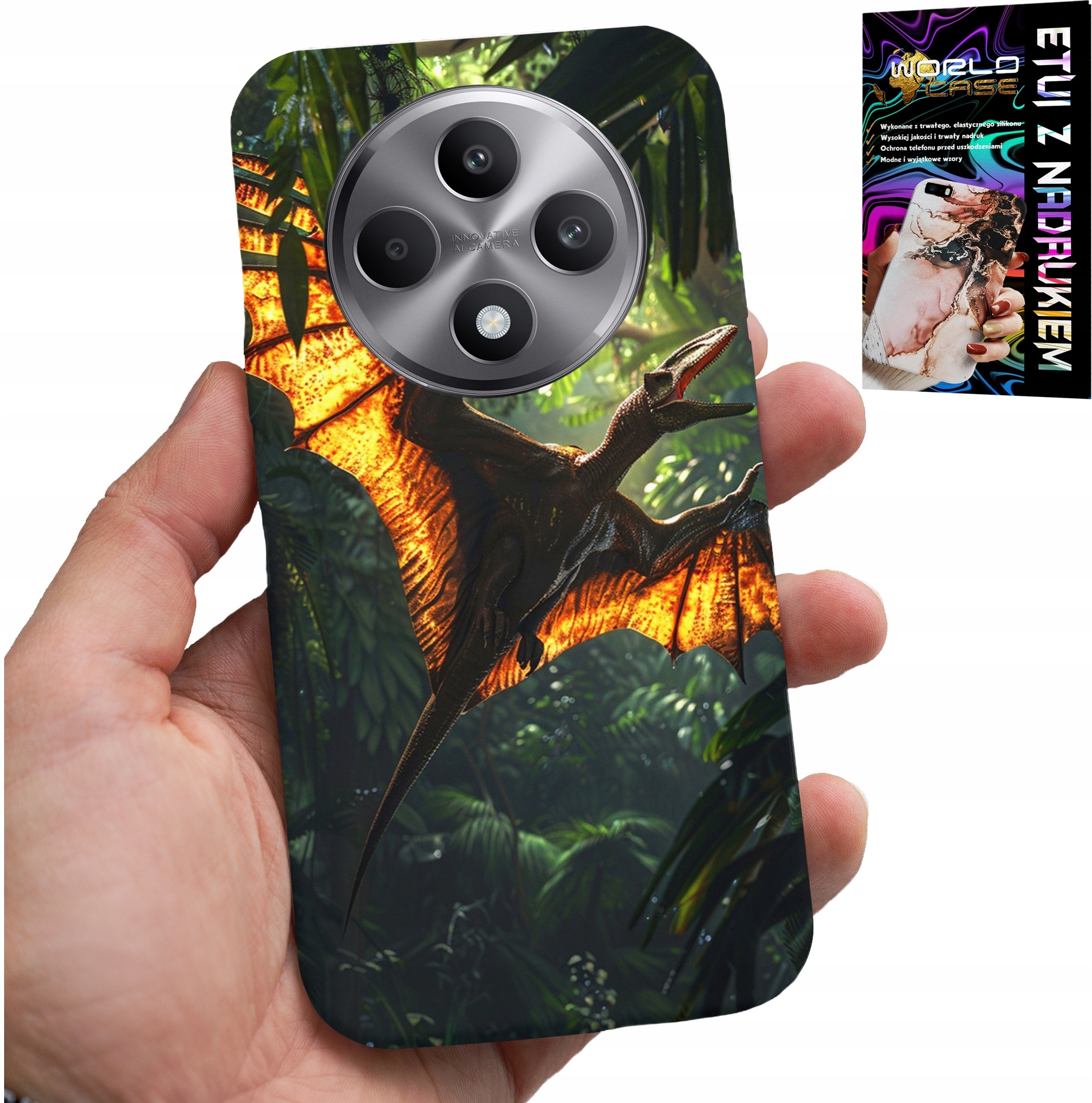 ETUI DO OPPO RENO12 F / 12FS 5G - DINO DINOZAUR PTERODAKTYL FUTERAŁ PLECKI