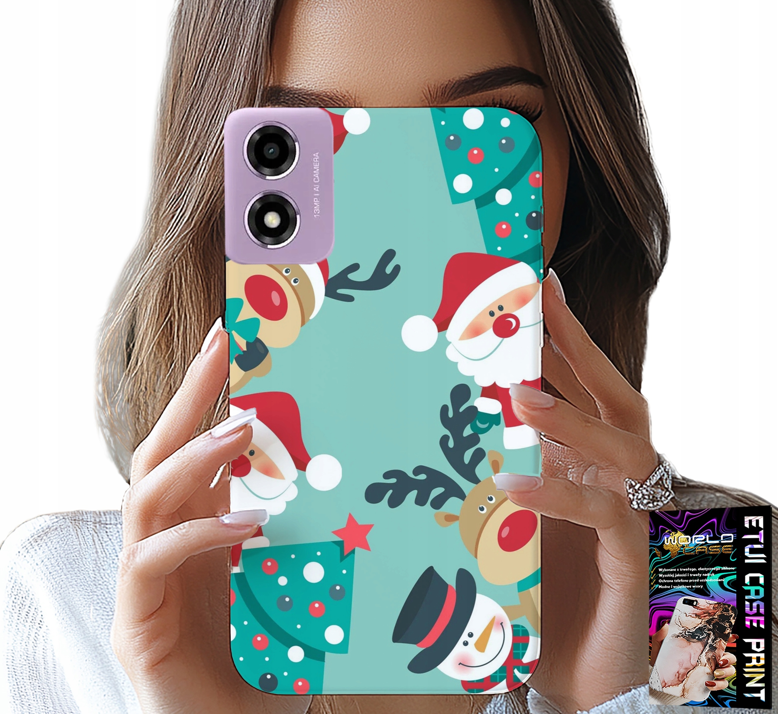 ETUI DO MOTOROLA MOTO E14 - MIKOŁAJ, RENIFER BAŁWAN ŚWIĄTECZNE WZORY