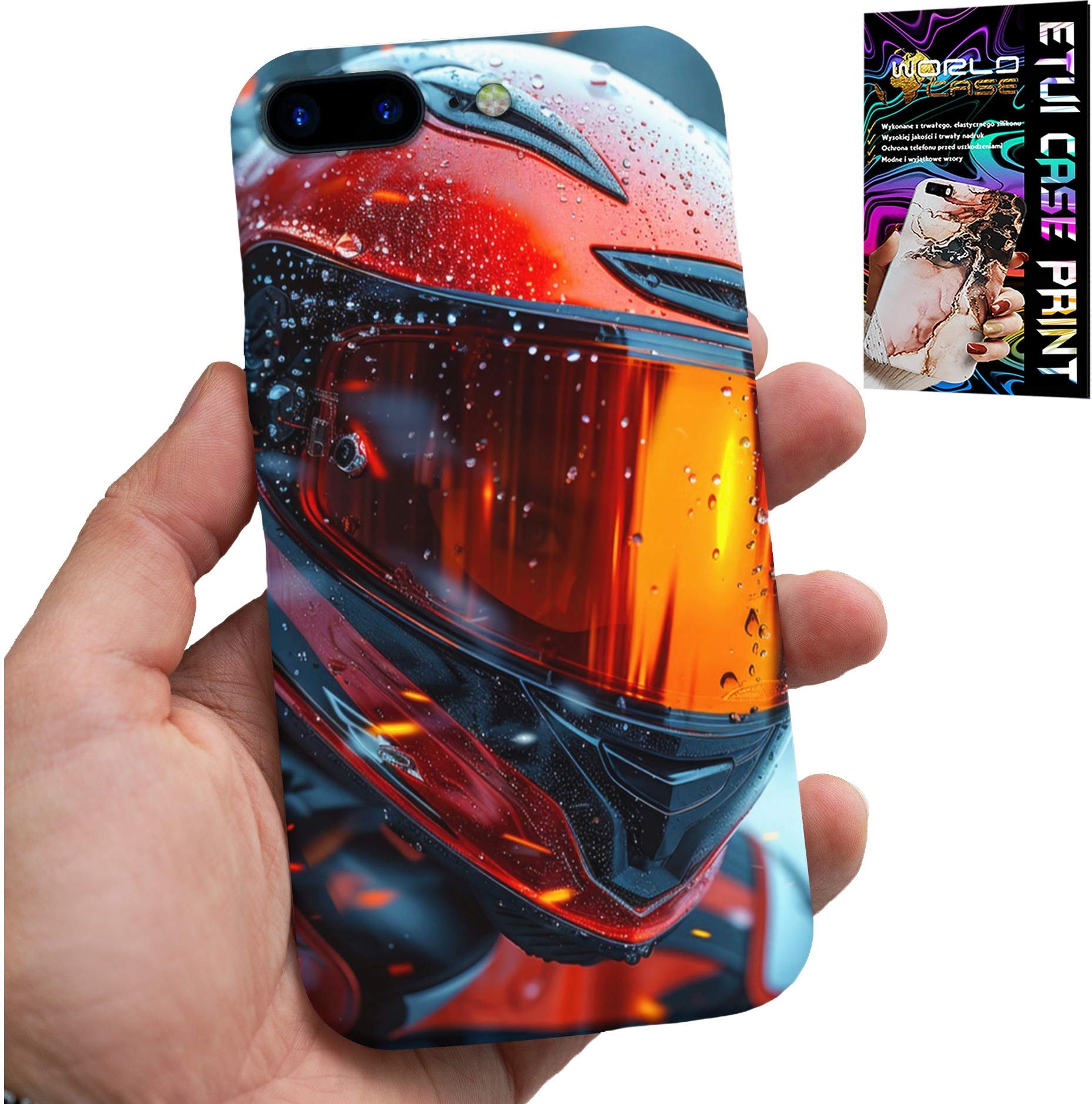 ETUI DO IPHONE ( 7 PLUS ) - MOTOR, FAN MOTOCYKL KASK MOTOCYKLISTA