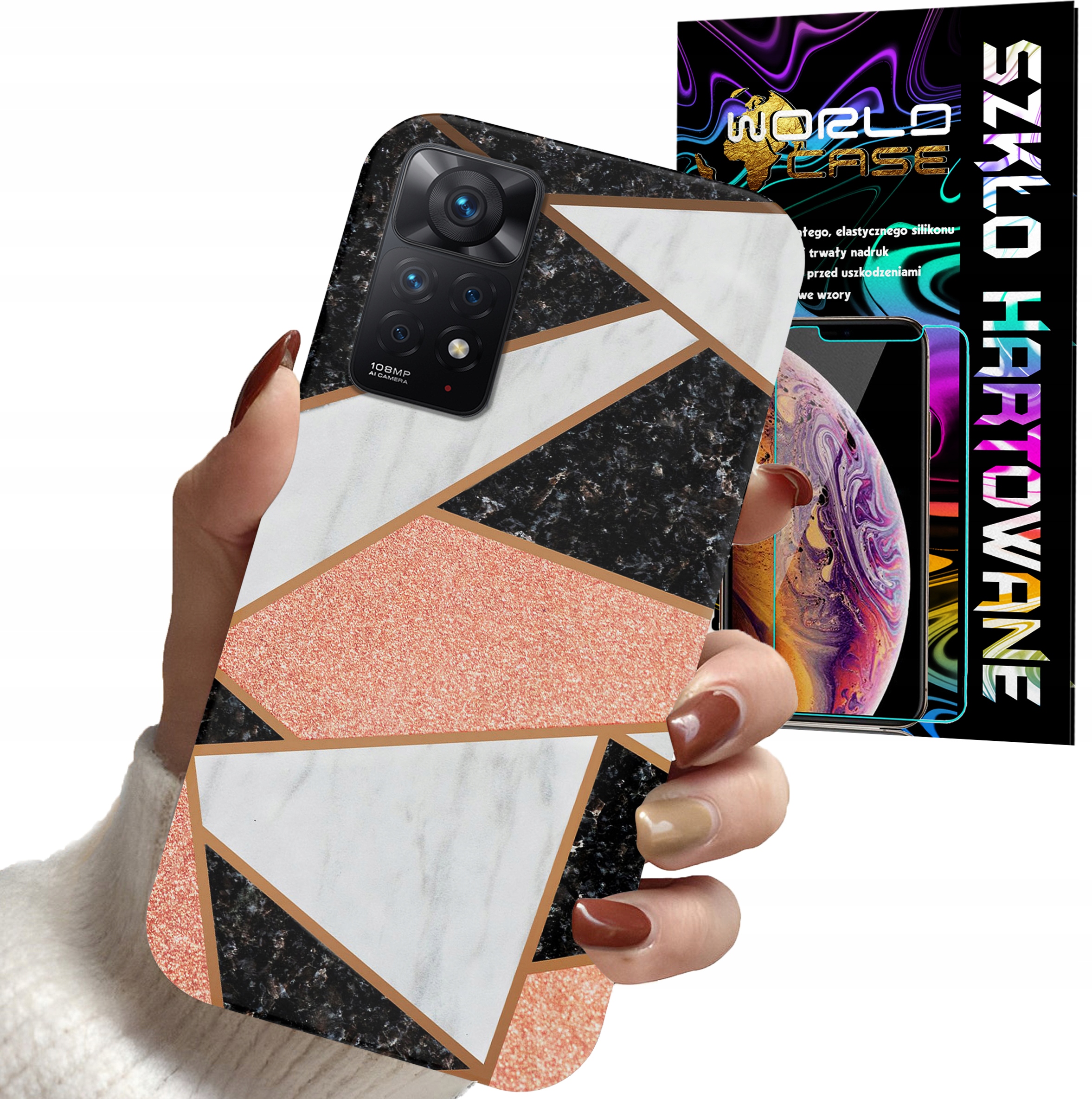 ETUI DO XIAOMI NOTE 11 PRO - GEOMETRYCZNE WZORY DLA KOBIET PLECKI + SZKŁO