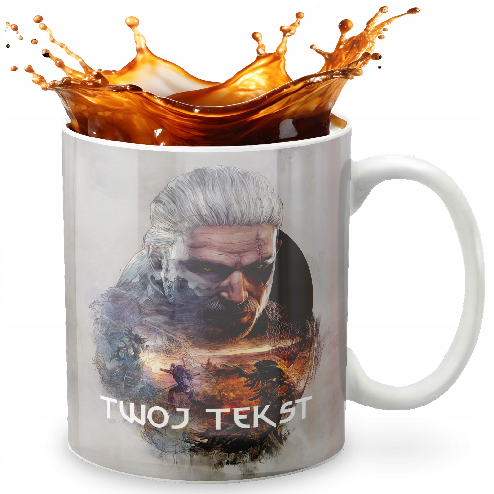 KUBEK 330ml GRAFIKA PREZENT ŚWIĘTA WZÓR - GRA SERIAL WIEDŹMIN + IMIĘ