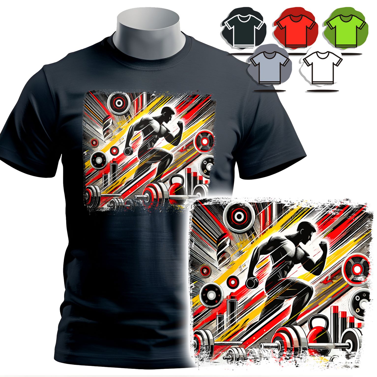 KOSZULKA T-SHIRT MĘSKI WZORY DO WYBORU - SIŁOWNIA GYM - M