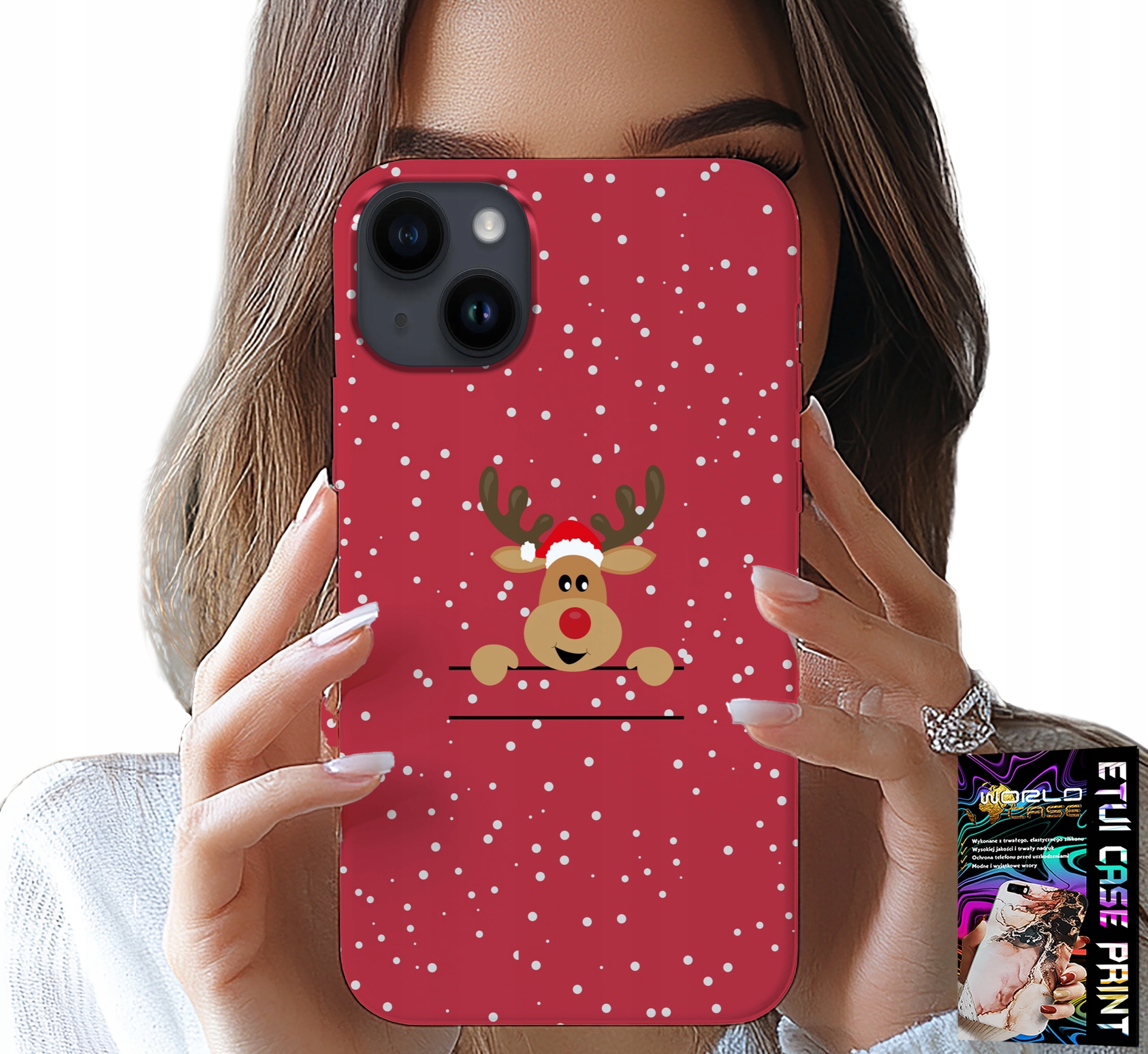 ETUI DO IPHONE 14 - ŚWIĄTECZNY RENIFER MIKOŁAJ ŚWIĘTA +SZKŁO