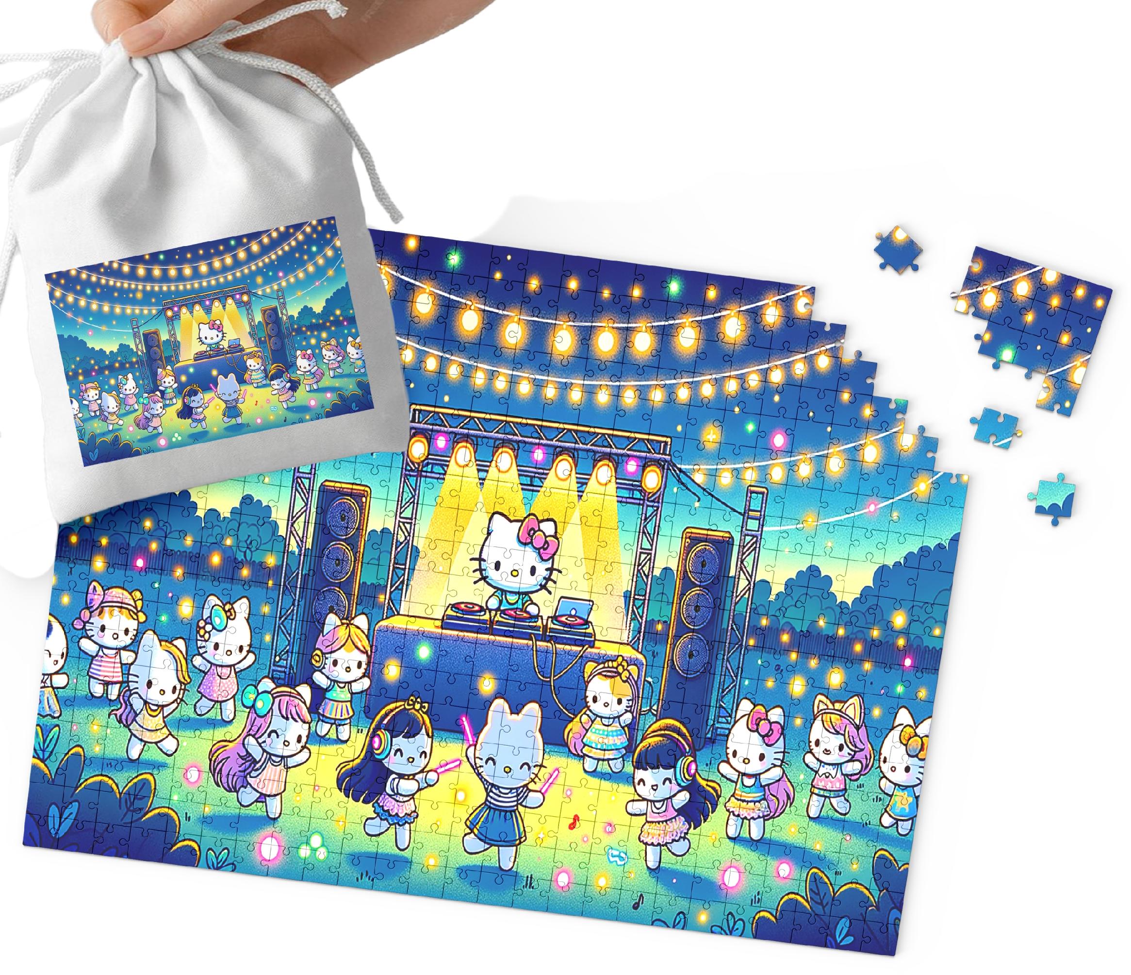 PUZZLE - HELLO KIT.TI KOTKI WZORY Z BAJEK PREZENT NA ŚWIĘTA 70el +WORECZEK