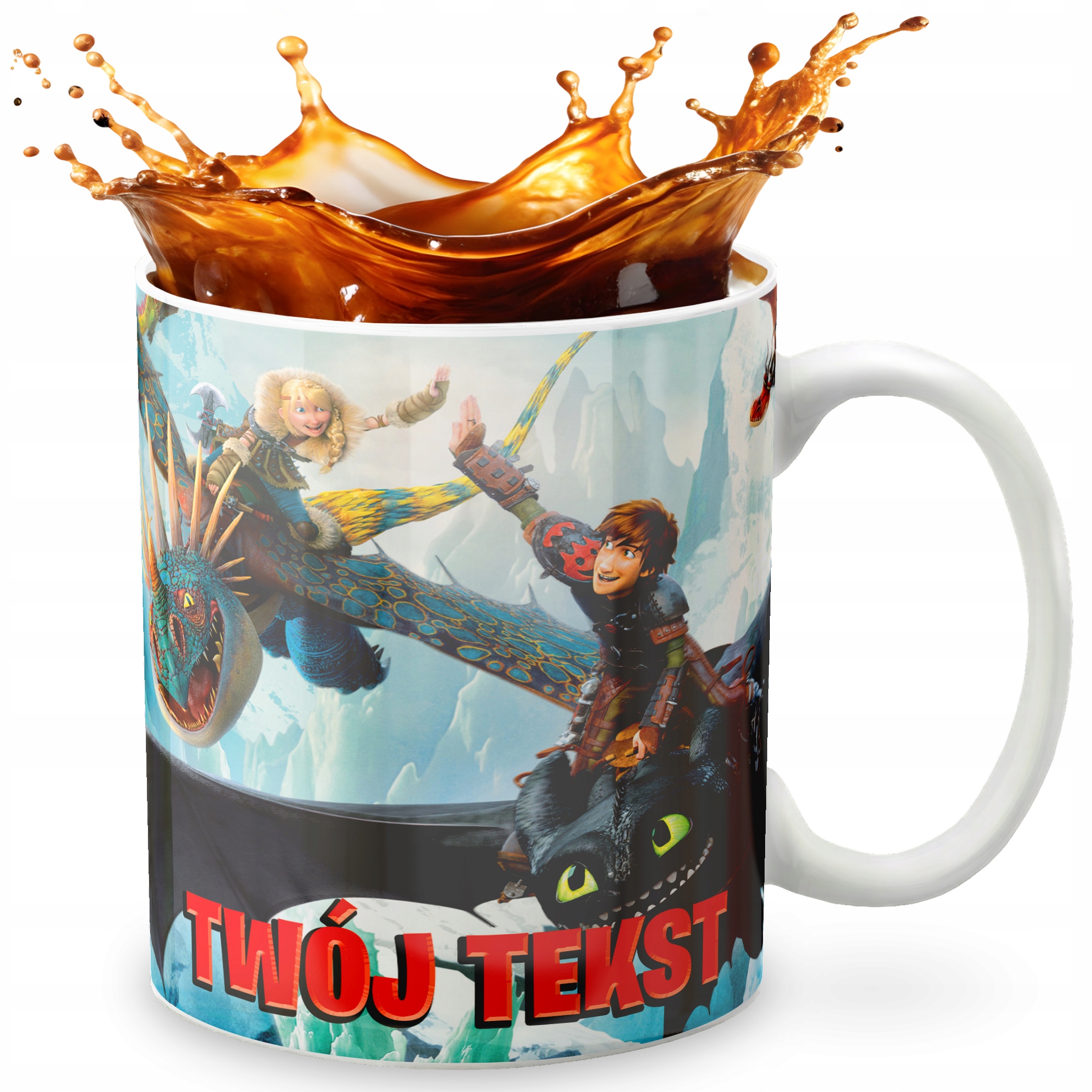 KUBEK 330ml GRAFIKA PREZENT ŚWIĘTA WZÓR - BAJKA WYTRESOWAĆ SMOKA + IMIĘ