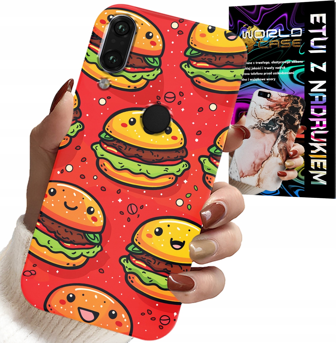ETUI DO HUAWEI P SMART 2019 - SŁODKIE UŚMIECHNIĘTE BURGERY POKROWIEC