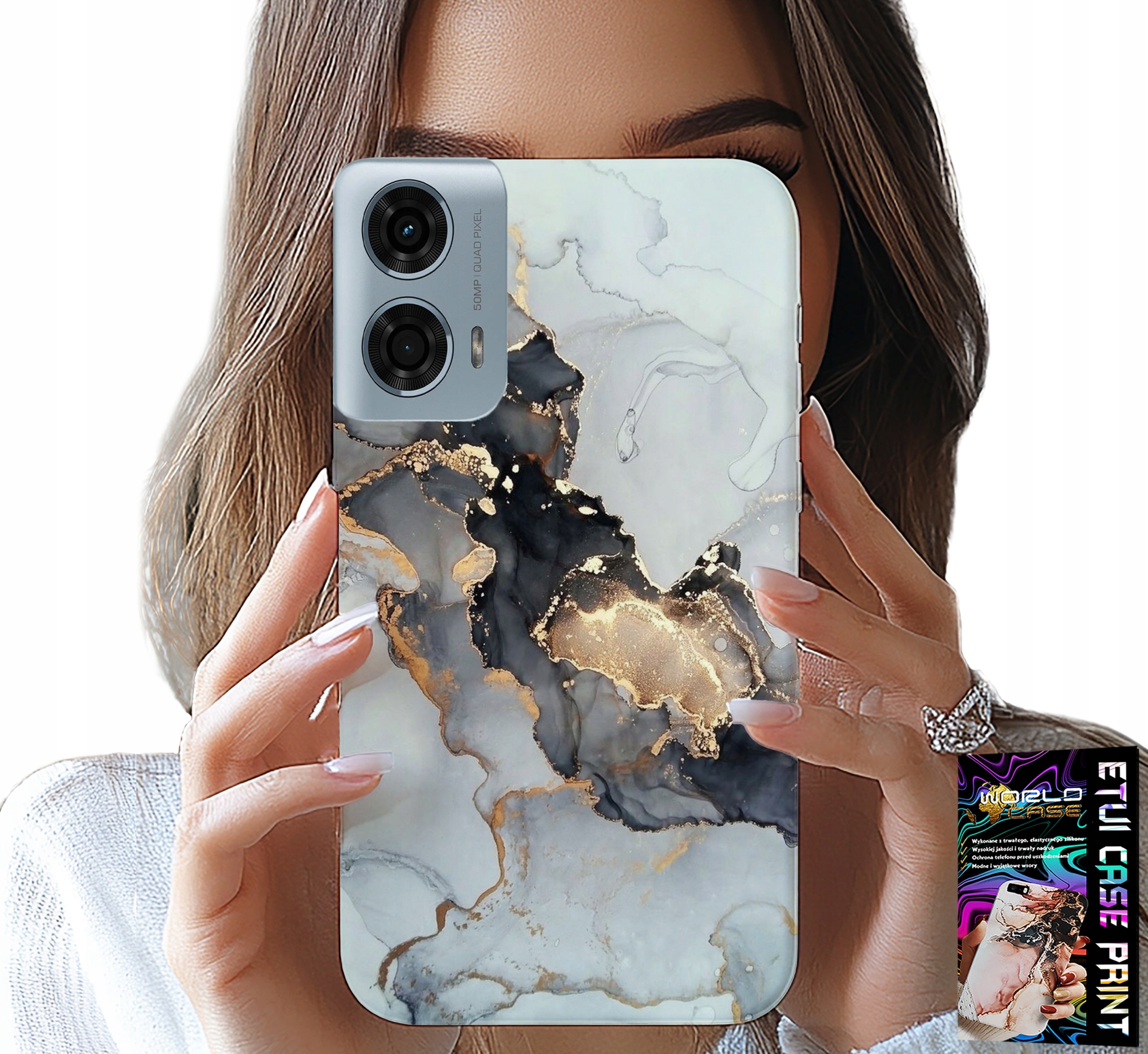 ETUI DO MOTOROLA G24 / G04 - ELEGANCKI MARMUREK MODNE KOBIECE WZORY