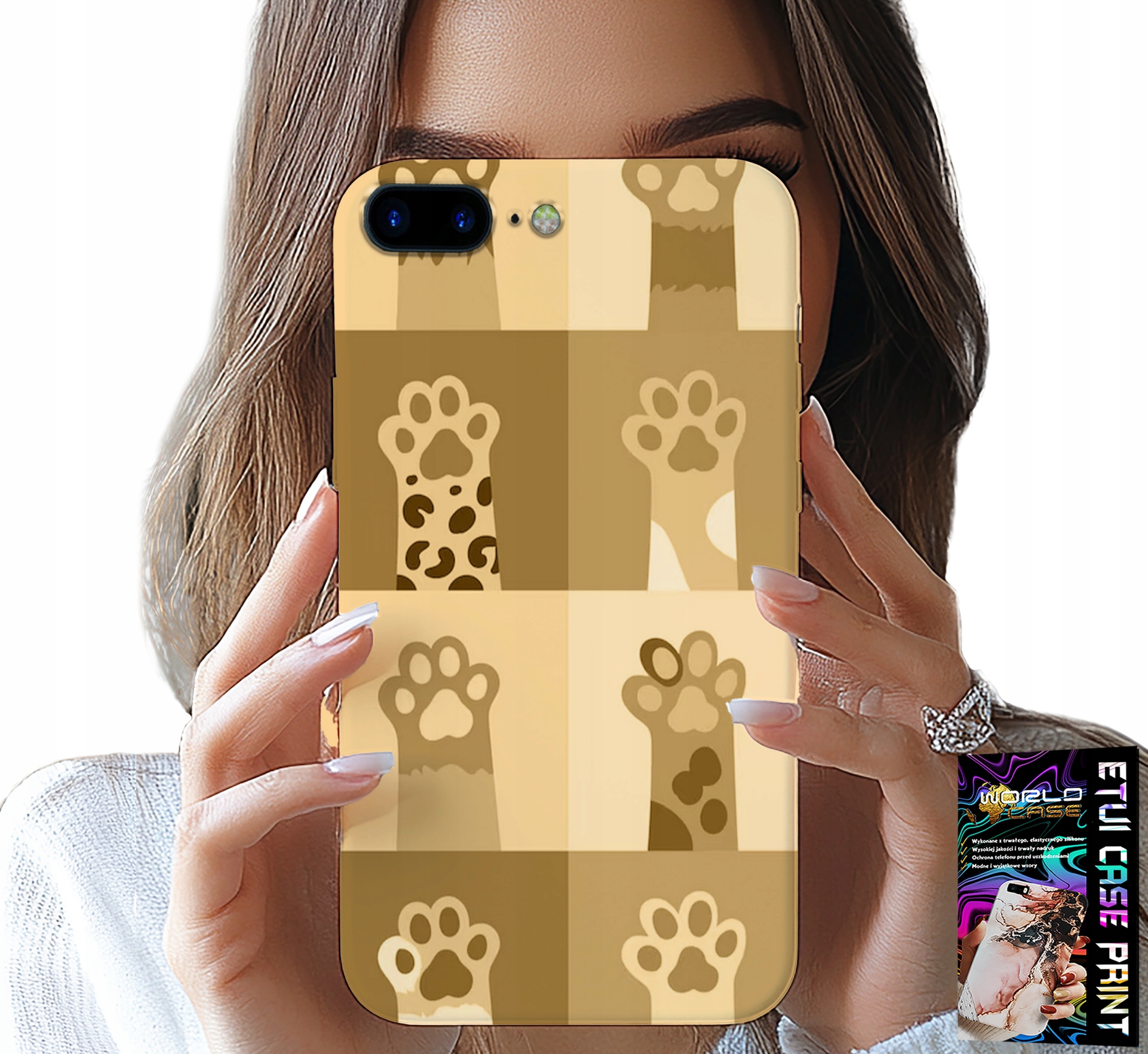 ETUI DO IPHONE ( 7 PLUS ) - LOVE CAT, WZORY Z KOTAMI, ŁAPKI KOTÓW