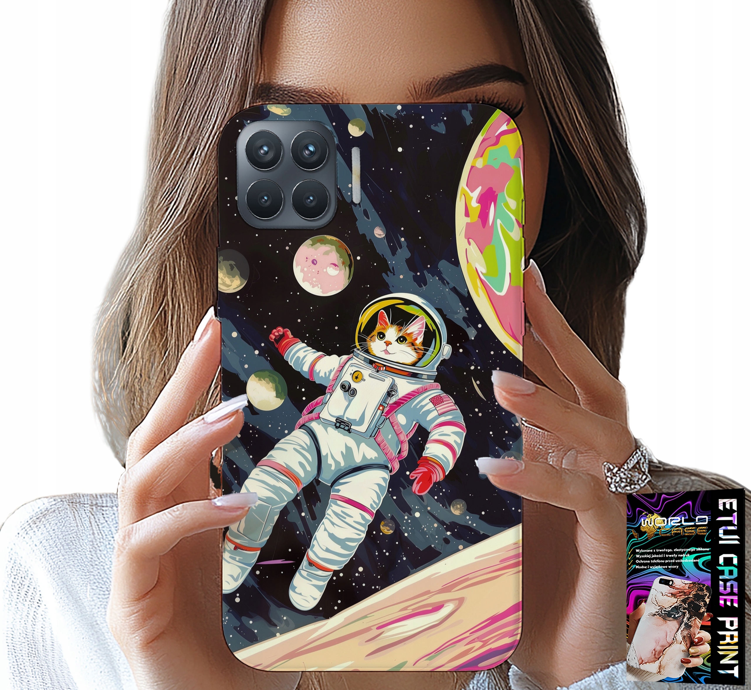 ETUI DO OPPO RENO 4 LITE - KOCI ASTRONAUTA KOT KOSMOS OBUDOWA CASE