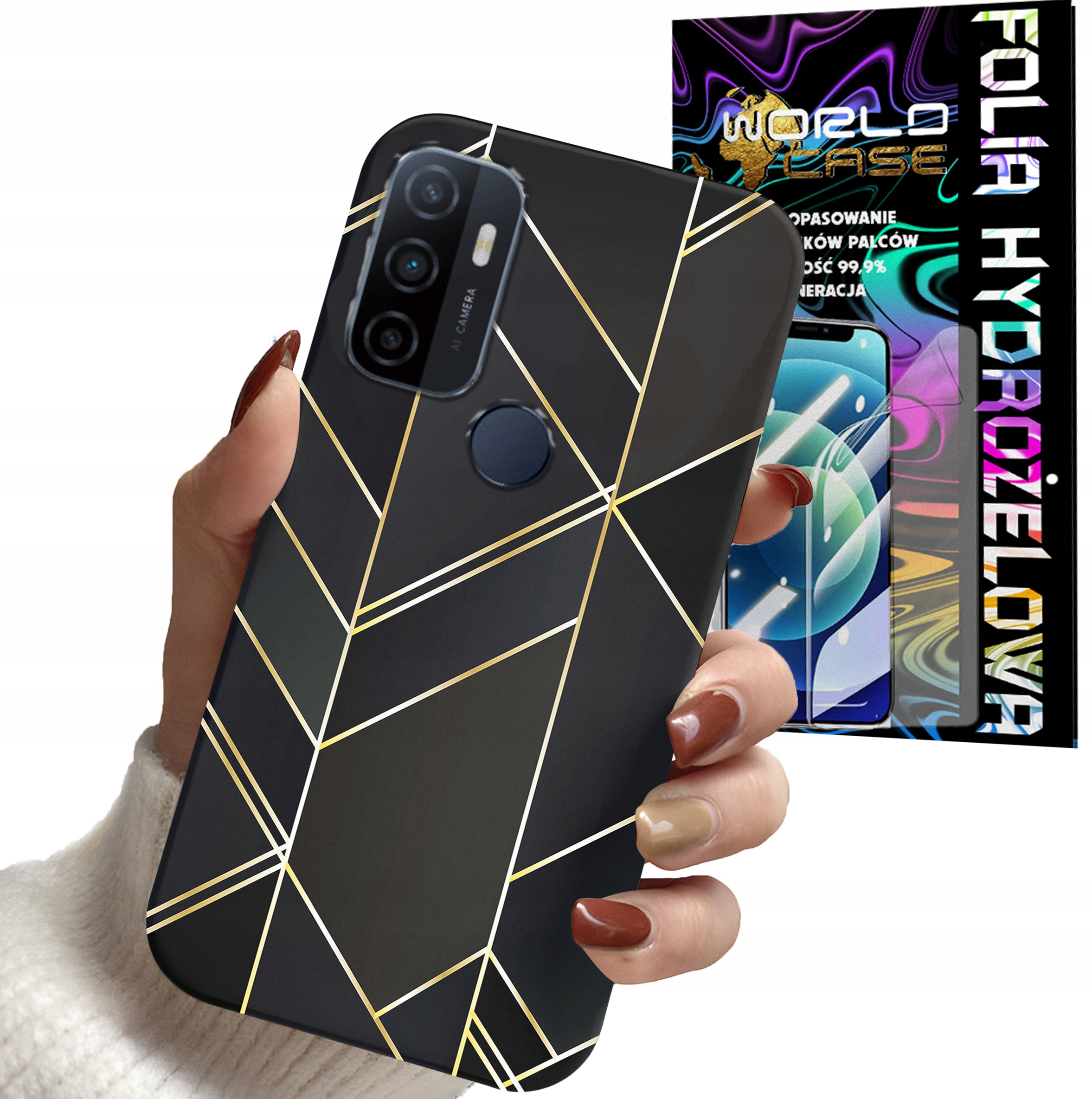 ETUI DO OPPO A53S A53 2020 - MARMUREK GEOMETRYCZNE WZORY DLA KOBIET + FOLIA