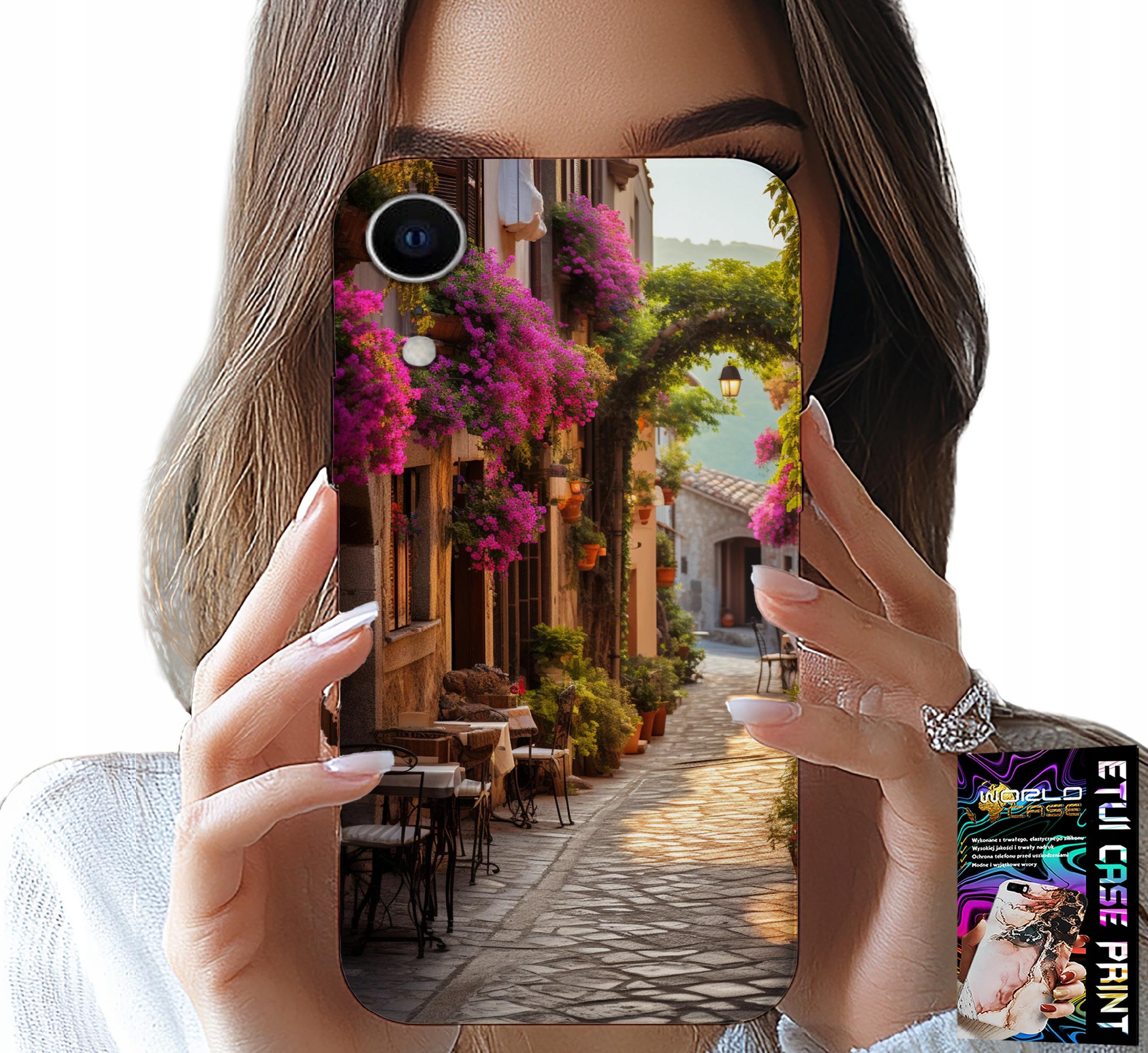 ETUI DO IPHONE XR - MALOWNICZA ULICZKA Z KAWIARNIĄ + SZKŁO