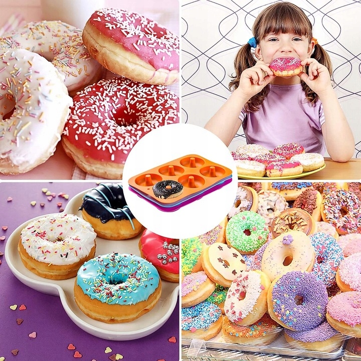 FORMA SILIKONOWA DO PIECZENIA DONATÓW PĄCZKÓW 6 GNIAZD