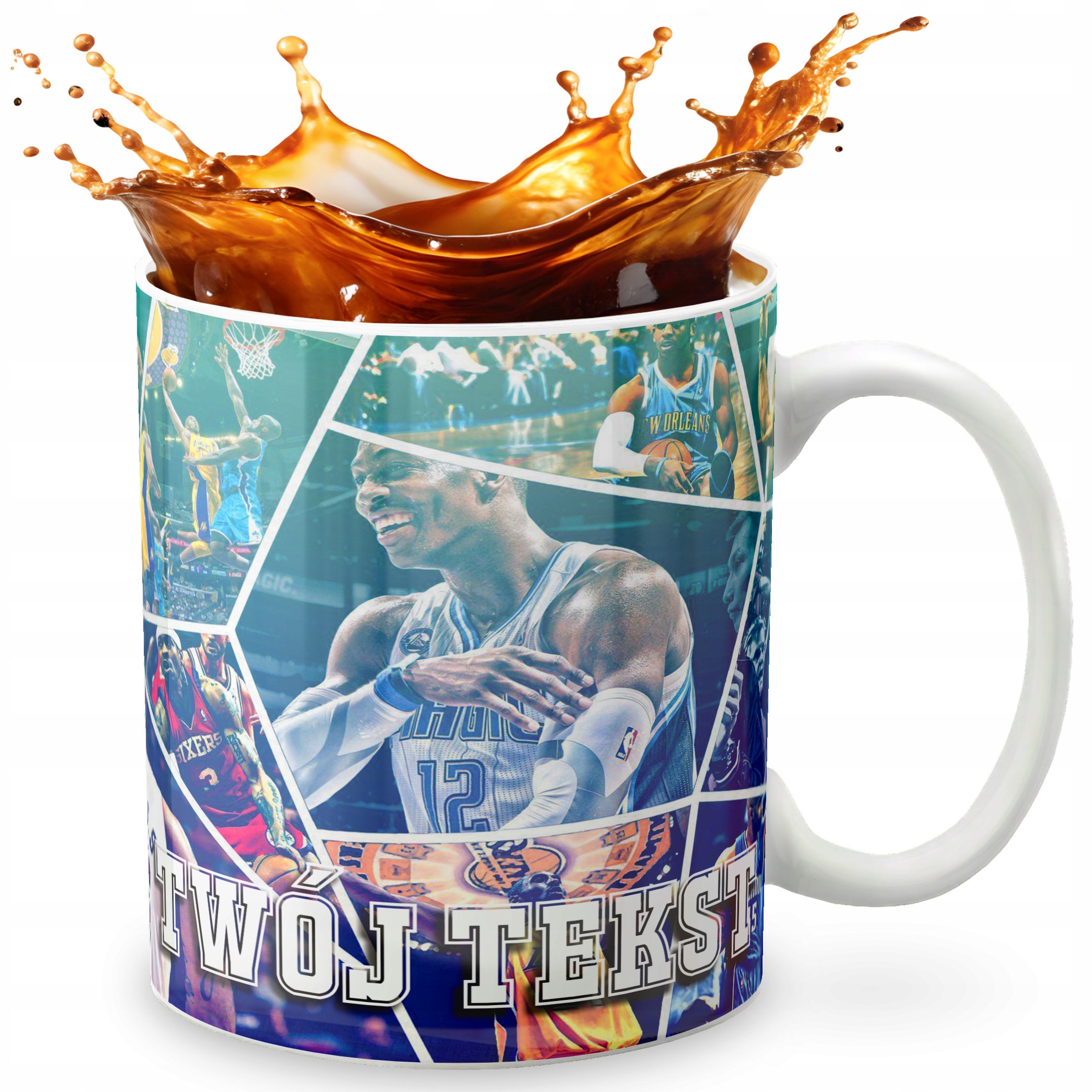 KUBEK 330ml GRAFIKA PREZENT ŚWIĘTA WZÓR - KOSZYKÓWKA SPORT + IMIĘ