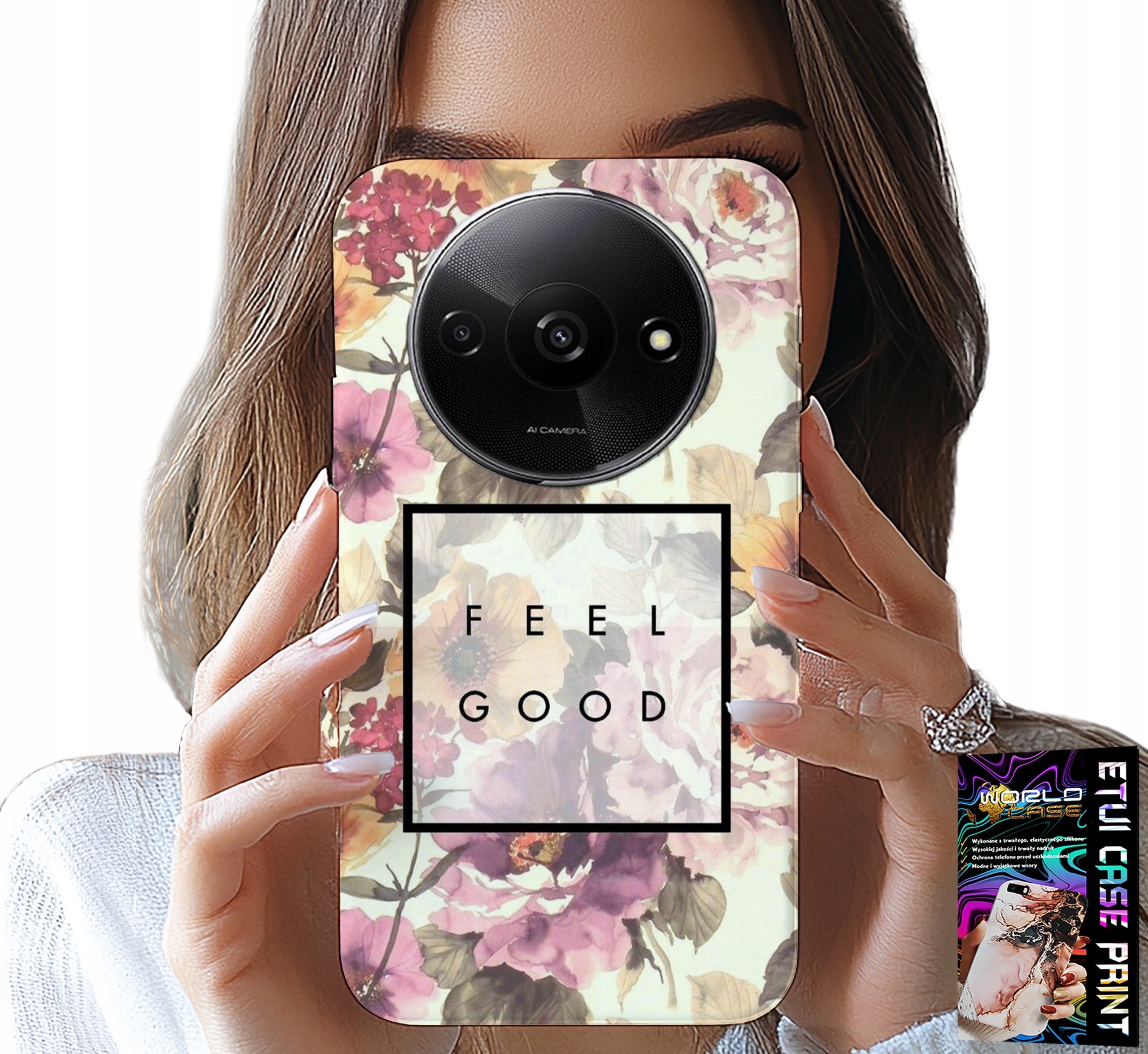 ETUI DO XIAOMI REDMI A3 - KWIATISTY WZÓR, MODNE DAMSKIE + SZKŁO