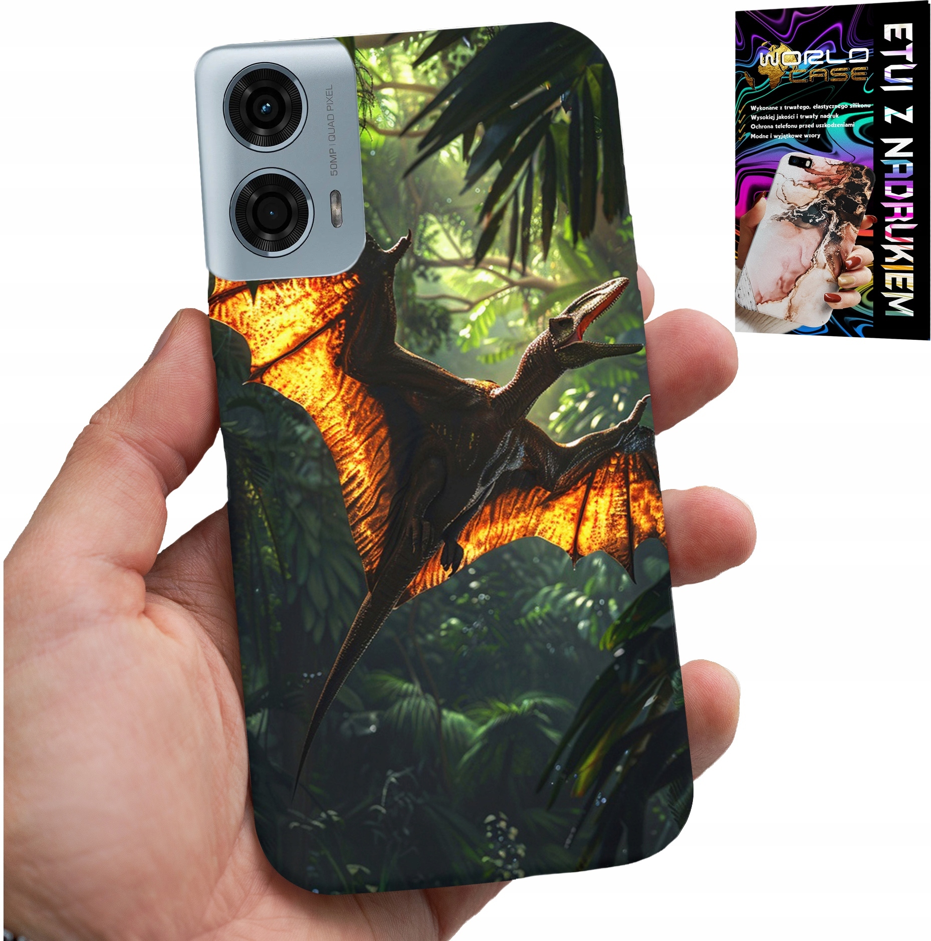 ETUI DO MOTOROLA MOTO G85 5G - DINO DINOZAUR PTERODAKTYL FUTERAŁ PLECKI