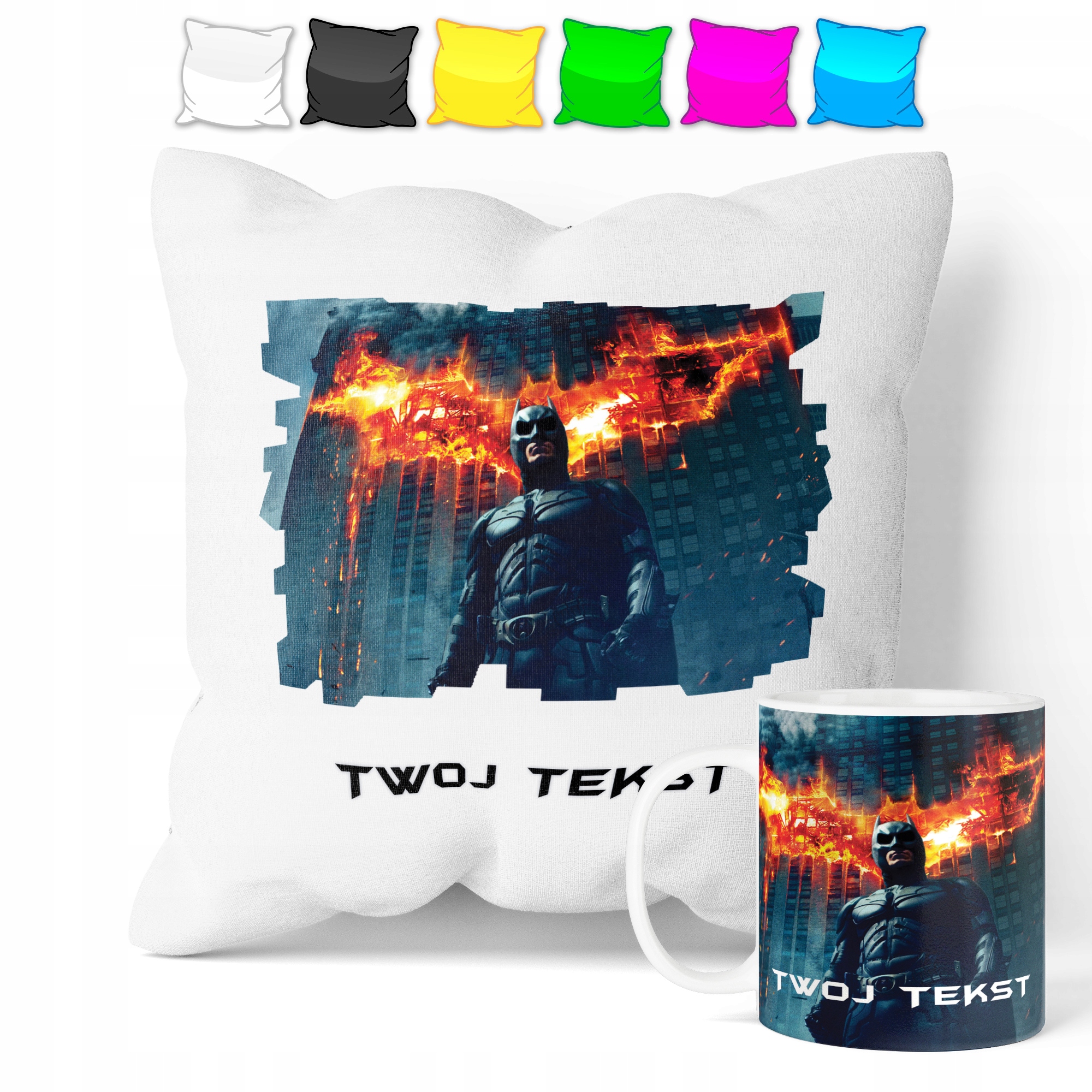 ZESTAW: KUBEK + POSZEWKA - BATMAN - PREZENT WIELE WZORÓW + IMIĘ