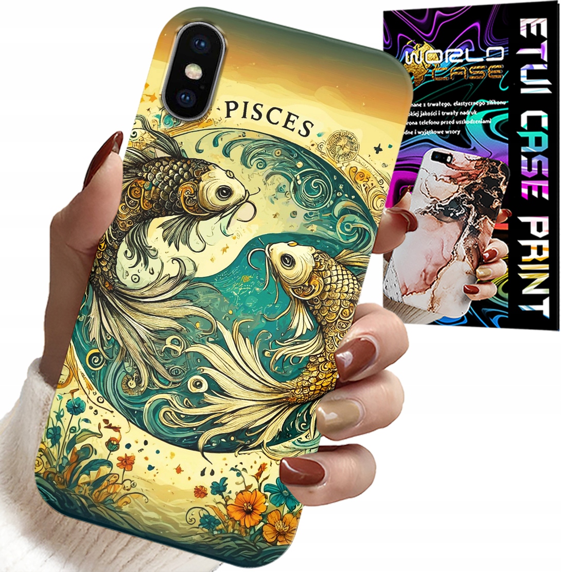 ETUI DO IPHONE X / XS - ZNAK ZODIAKU, RYBA ASTRONOMIA + FOLIA